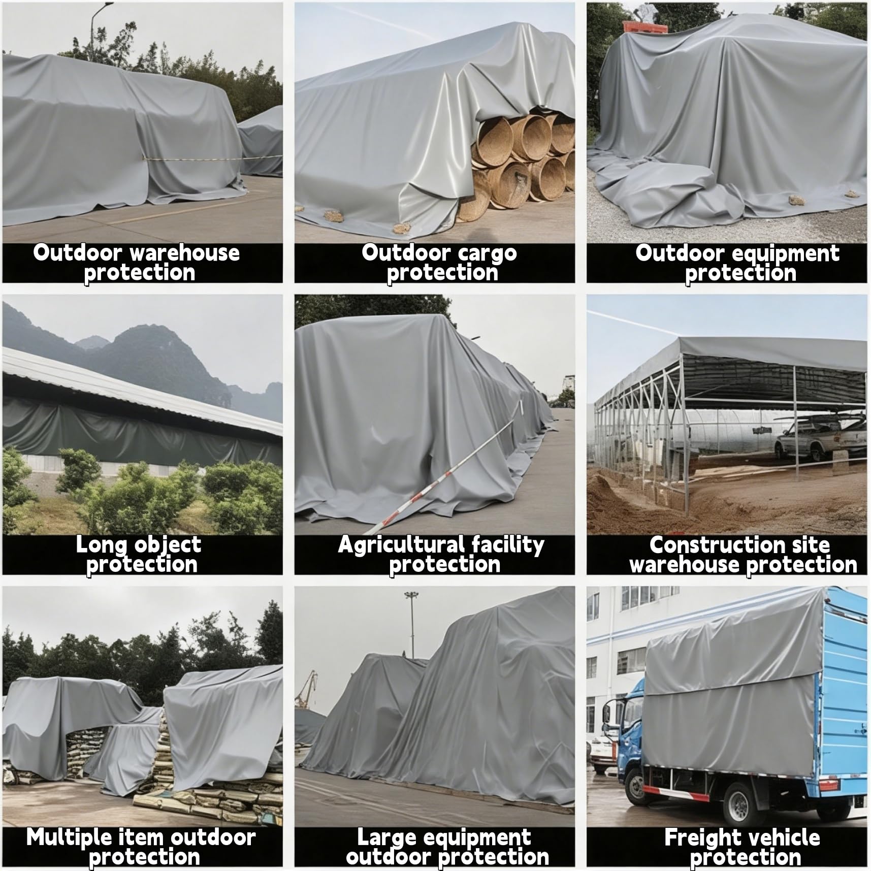Abdeckplane 220 x 500 cm Uv-Stabil, Wasserfest, Abwaschbar & Langhaltig, Schutz vor Witterung - Ideal Geeignet Allzweckplane, Abdeckplane für Camping & Outdoor Garten, Grau