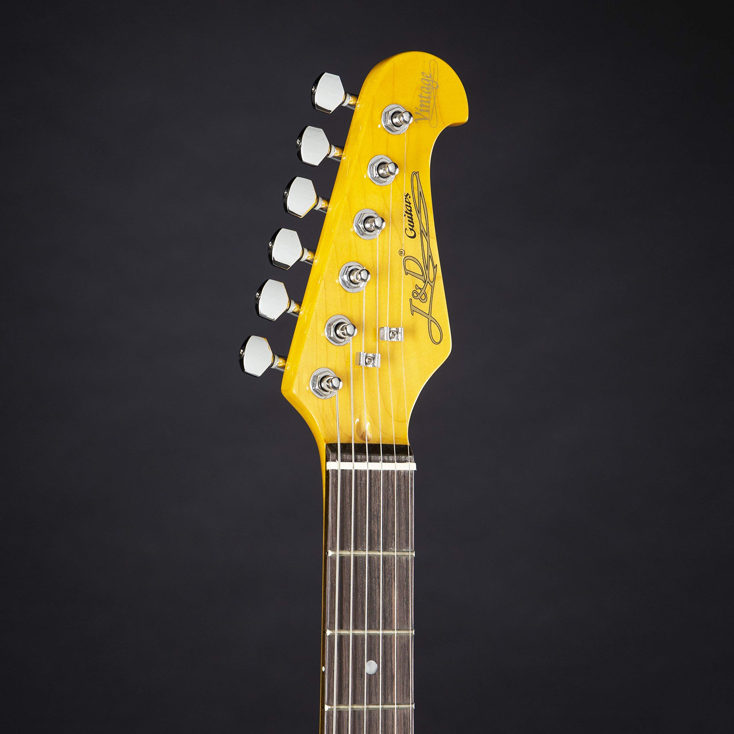 J & D E-Gitarre im ST-Stil mit Erle-Korpus, Ahorn-Hals, Keramik Single Coil, Red, Vintage Style