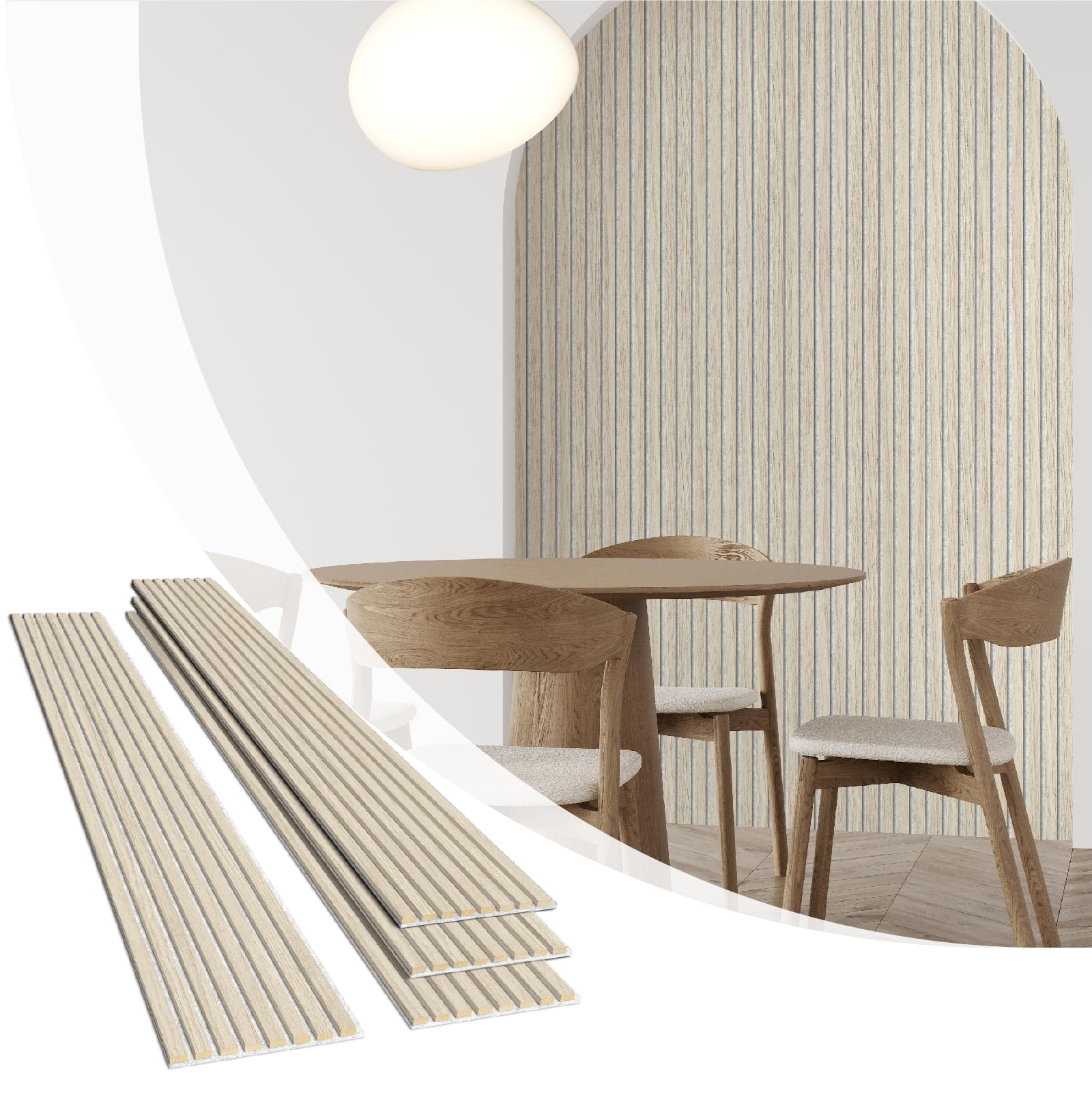 Photo 1 of Olanglab Wood Wall Panels 4 Pack, Wood Slat Acoustic Wall Panels, 94.5"x12.6" Each 3D Wall Panels for Interior Wall Decor (Light Oak-Grey Felt)