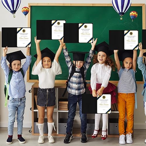Miniatura 5 de Paquete de 40 soportes negros para certificados de 8.5 x 11 pulgadas, cubiertas para diplomas a granel con borde de lámina dorada para tamaño carta,