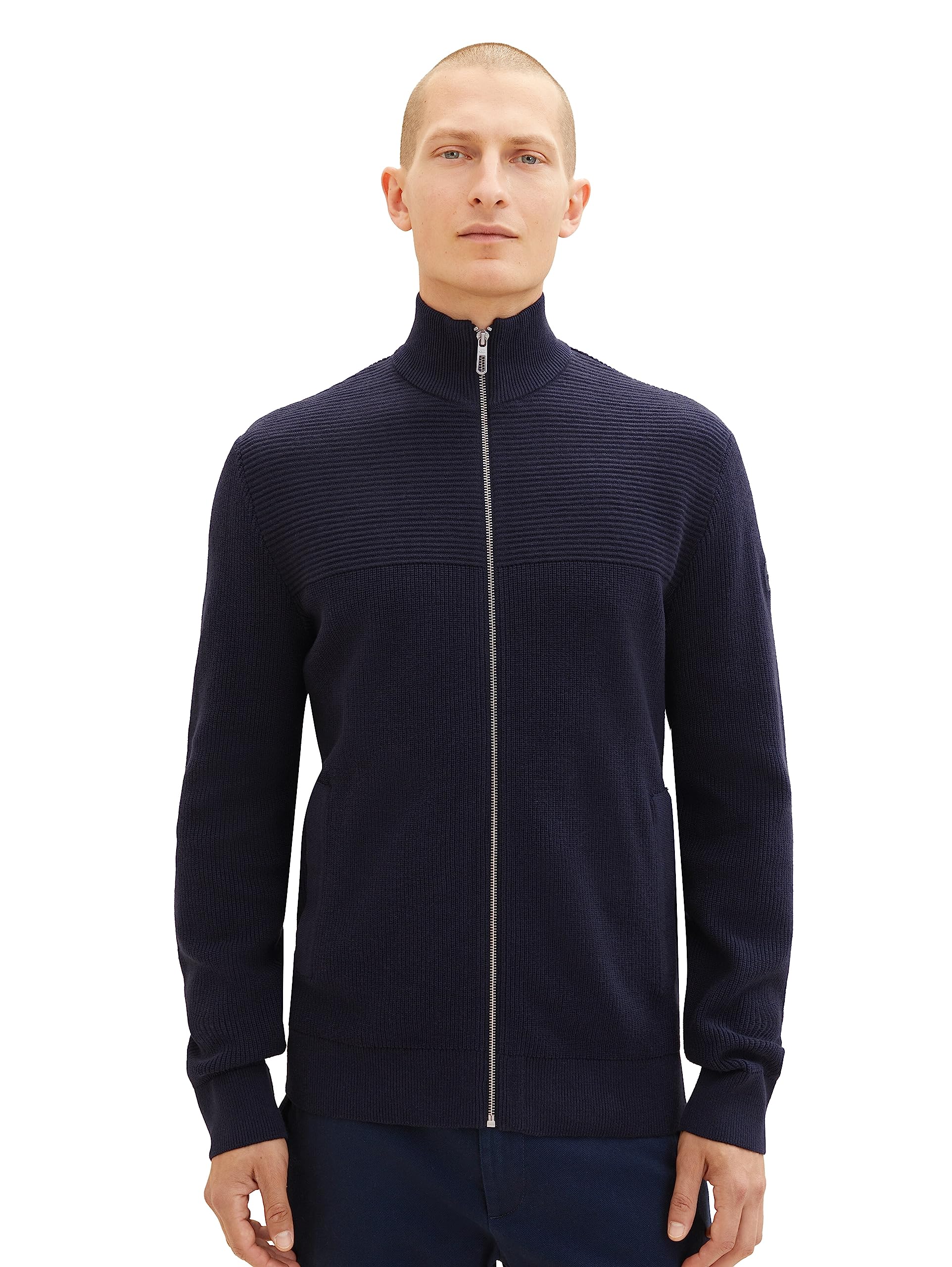 TOM TAILOR Herren Moderne Strick-Jacke im Struktur-Mix