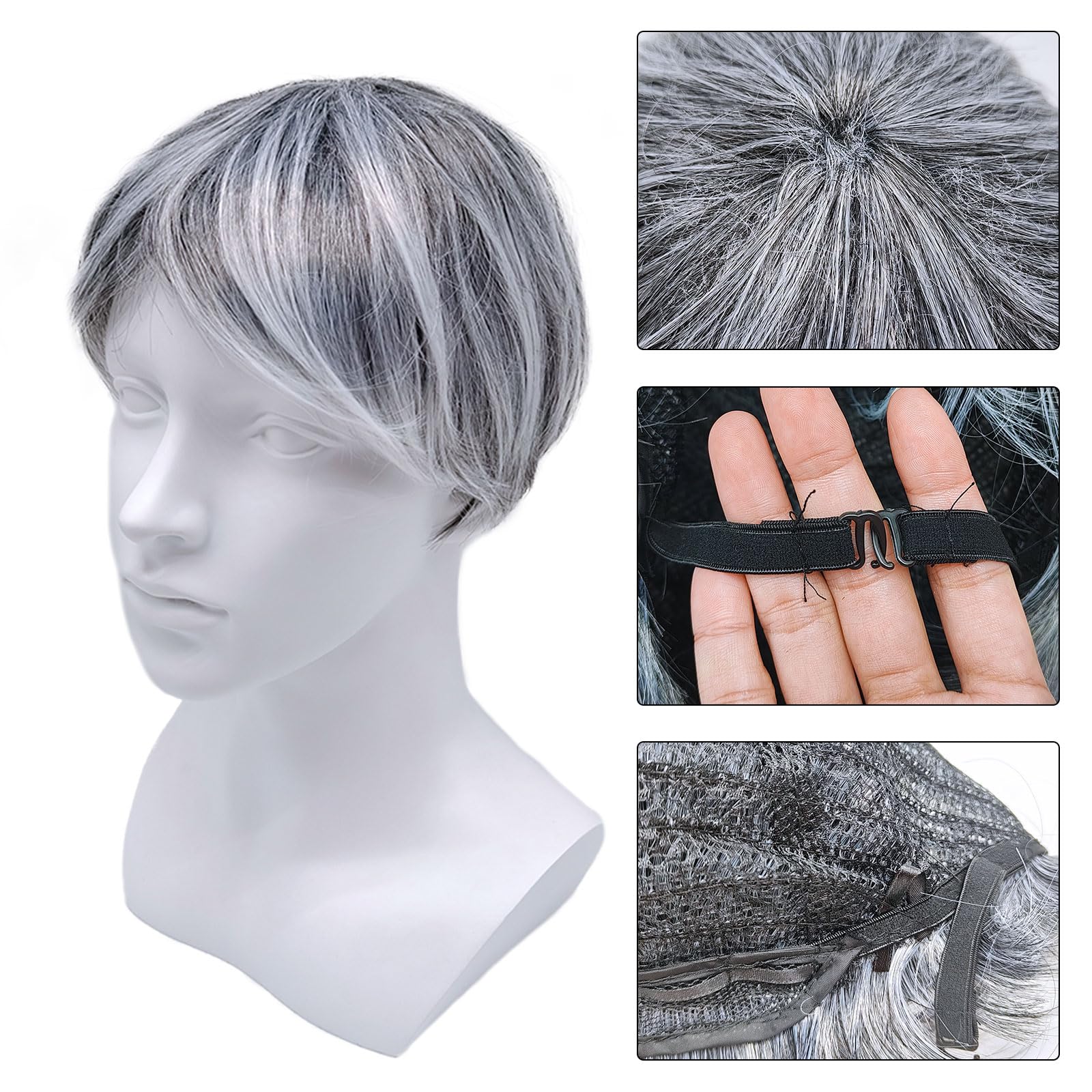XNIVUIS Fluffy Grey Wig for Women - Old Lady's Short Curly Synthetic Hair Wig, Layered Messy Shaggy Style (1 Pcs) - Image 2