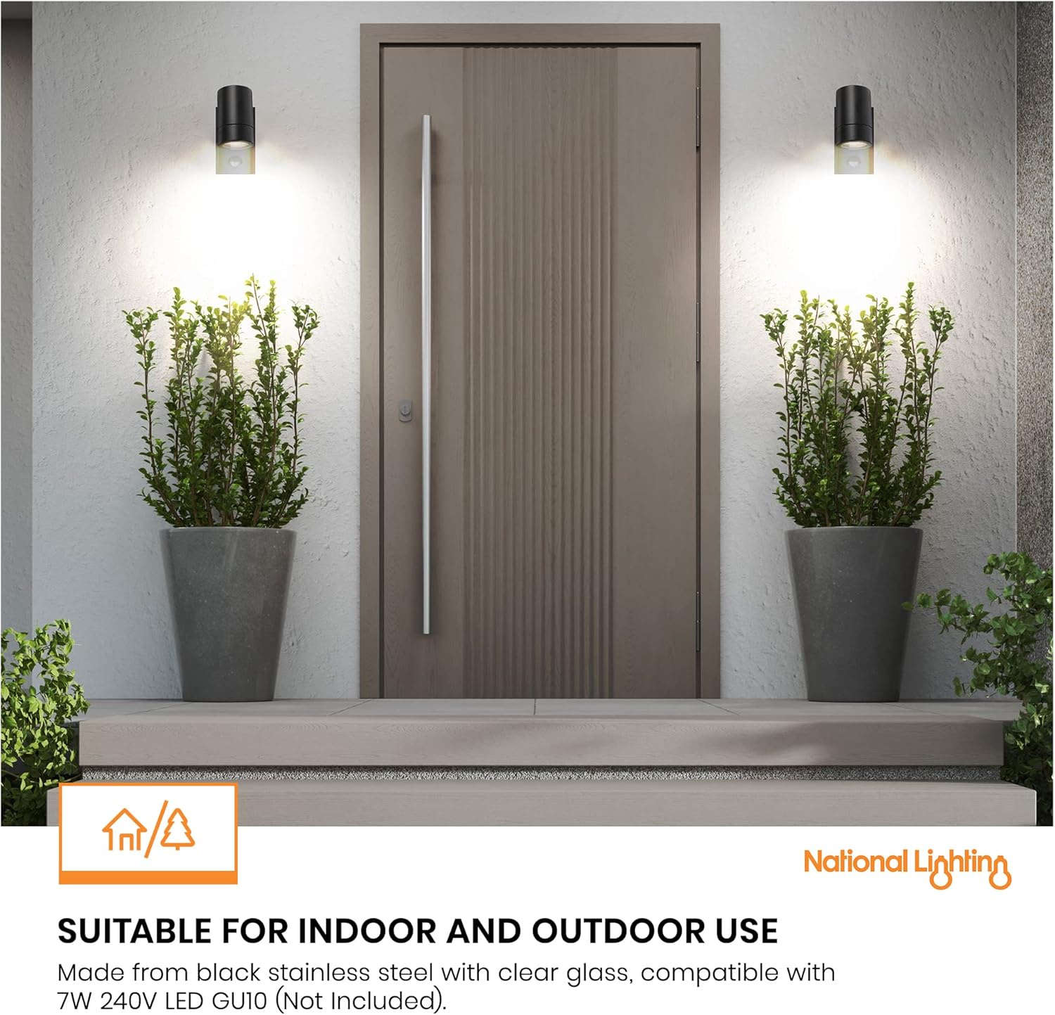 National Lighting PIR Outside Lights - Outdoor Security Lights - Matt Black Motion Sensor Presence Detector External Lantern Light - IP44 Rated 7W 240V LED GU10 Lamp (Not Included) 6 81oKQIObiXL. AC SL1500