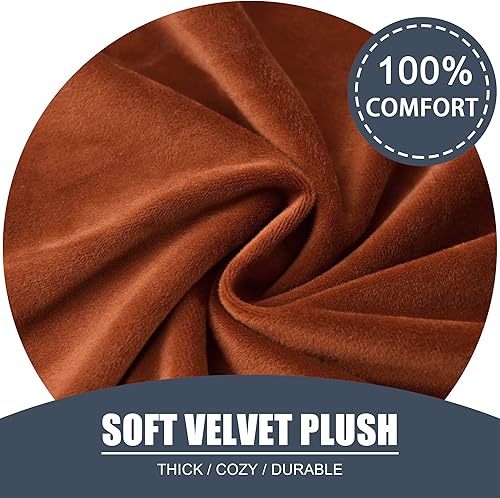 Miniatura 3 de CONRUSER Funda elástica para sofá, funda de terciopelo suave para sofá de 2 cojines, protector grueso de muebles para mascotas y niños (rojo-marrón,