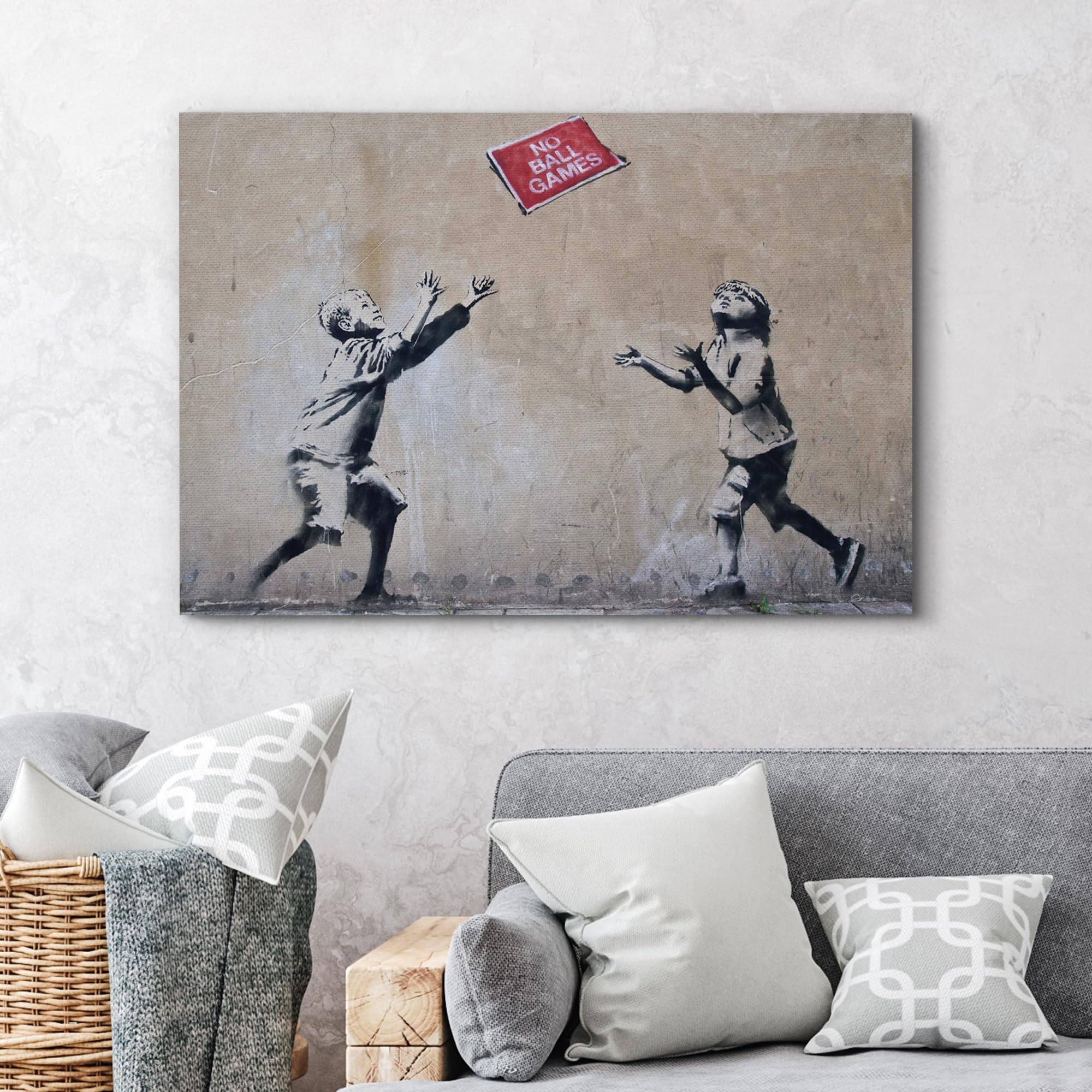 Amazon.com: wall26 Canvas Print Wall Art Banksy No Ball Games