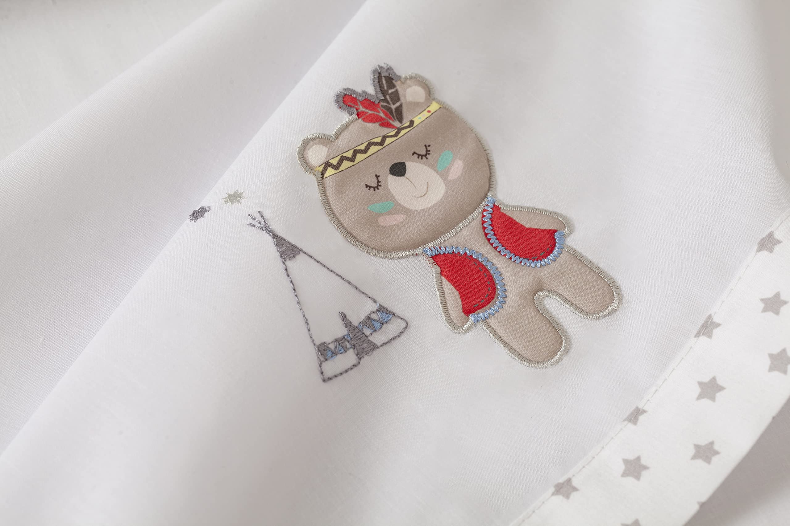 Interbaby 03197-18 - Sábanas cuna TIPI OSO blanco y gris, unisex