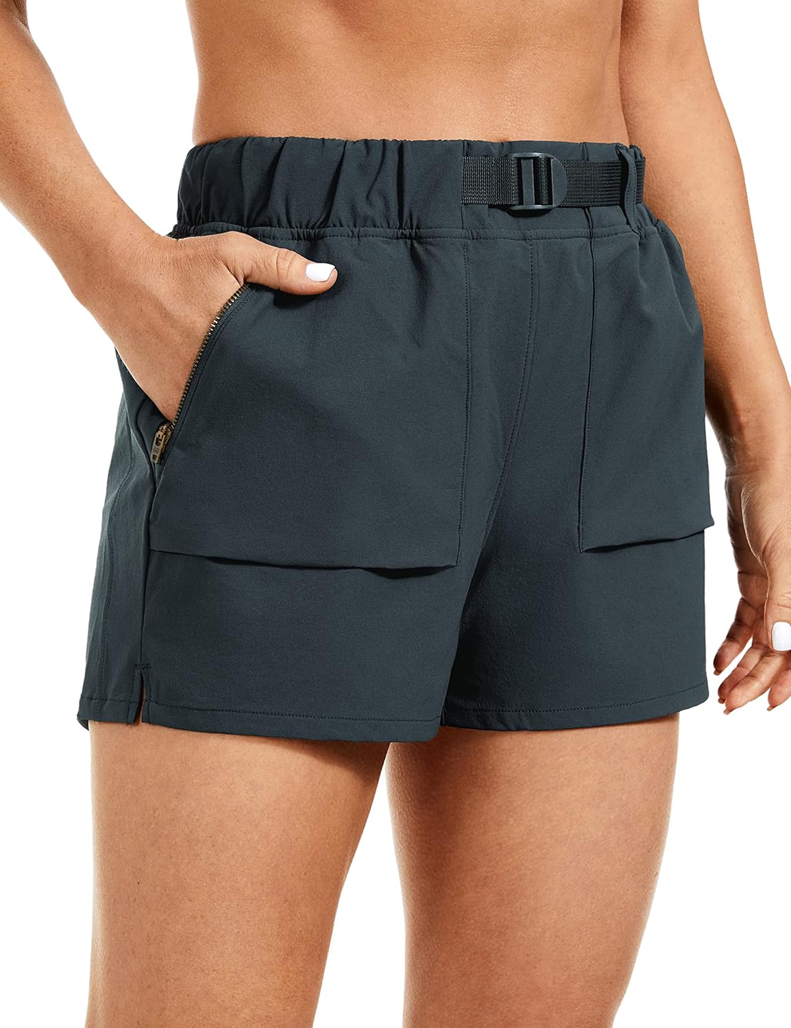 CRZ YOGA Women’s Waterproof Stretch Hiking Shorts Mid Rise Summer for Outdoor Golf Workout with Zip Pockets Belt – 3” CRZ YOGA Women’s Waterproof Stretch Hiking Shorts Mid Rise Summer for Outdoor Golf Workout with Zip Pockets Belt – 3”