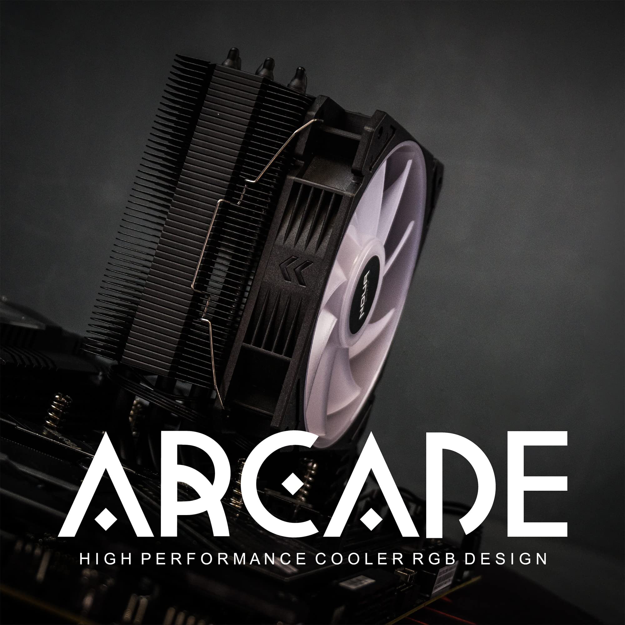 Noua Arcade ARGB Dissipatore di Raffreddamento per CPU TDP 180W 6 Tubi di Calore a Contatto Diretto e Ventola PWM Addressable 5V ADD RGB da 120 mm Compatibile LGA 1200 115x 1366 AM4 AM3 AM2