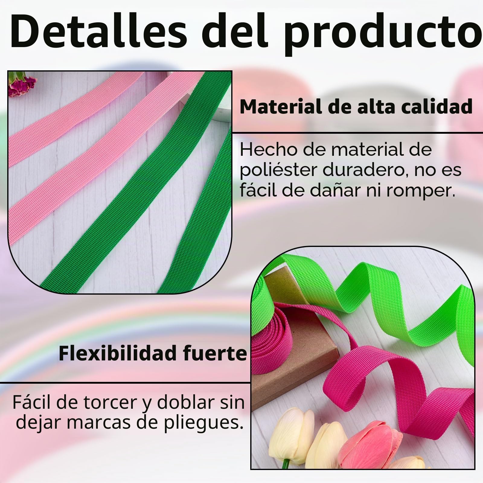 WANDIC Cinta Trenzada de Polipropileno, 15 Rollos de 2.5cm de Ancho Cinta para Reparar Collares de Mascotas Cinta para Reparar Mochilas Cinta de Colores para Manualidades, 2 Yardas/Rollo