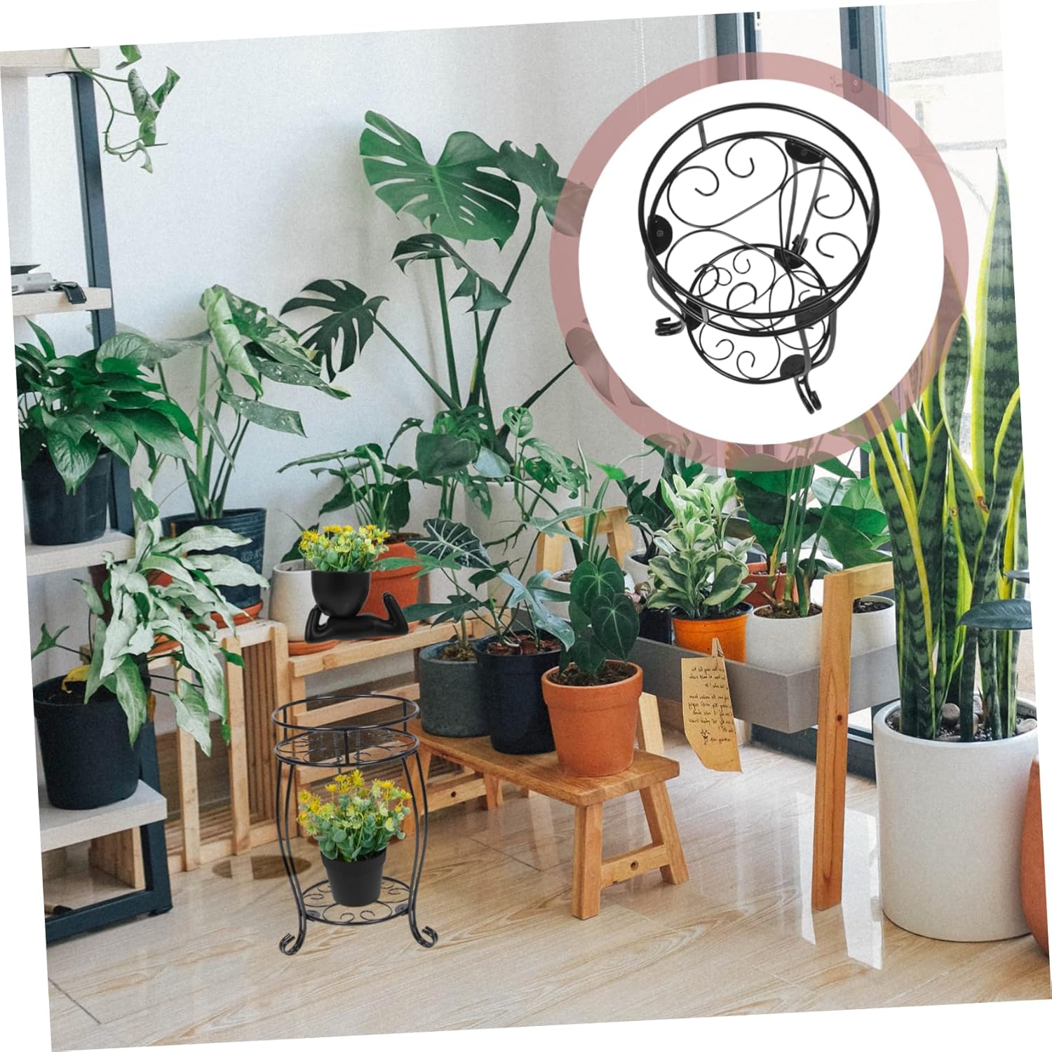 Kisangel Double Metal Plant Stand for Indoor and Outdoor Use Flower Pot Rack for Room Patio Balcony and Garden Decor Stylish Plant Display Shelf