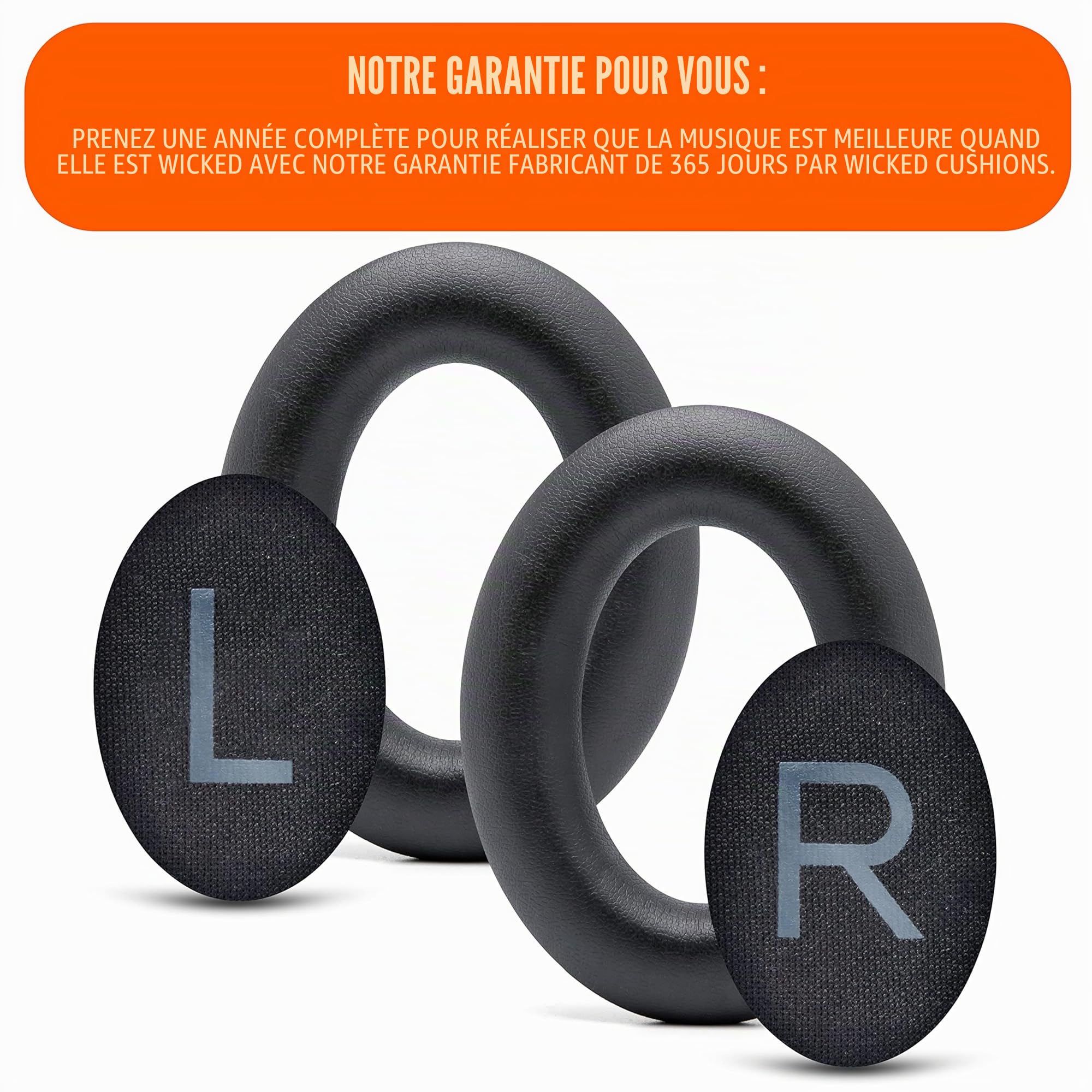 WC PadZ QC45 - Oreillettes pour Bose QuietComfort 45 / QuietComfort Se/QuietComfort Wireless, fabriqués par Wicked Cushions | Coussin Extra épais | Black