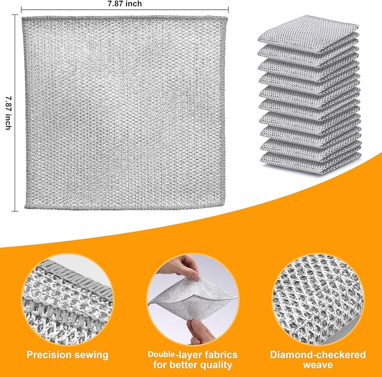 AKRIZA 20Pcs Multifunctional Non Scratch Dish Wash Cloth Double Layered Steel Wire Dishwashing Rags for Wet and Dry Stainless Steel Scrubber for Utensils Kitchen Accessories Items Cleaning Supplies 1