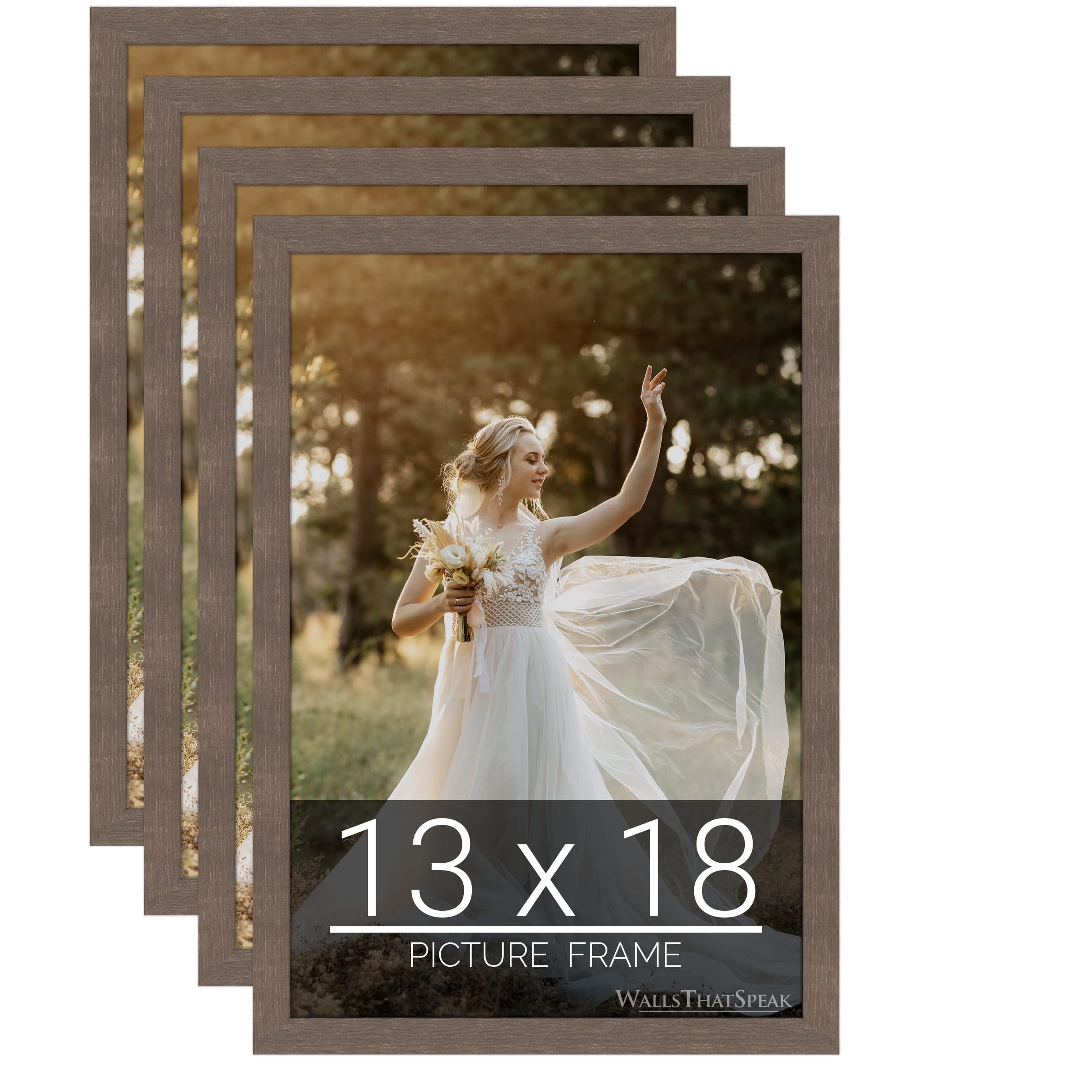 wallsthatspeak 13x18 Brown American Barn Picture Frame for Puzzles Posters Photos or Artwork (4-Pack)