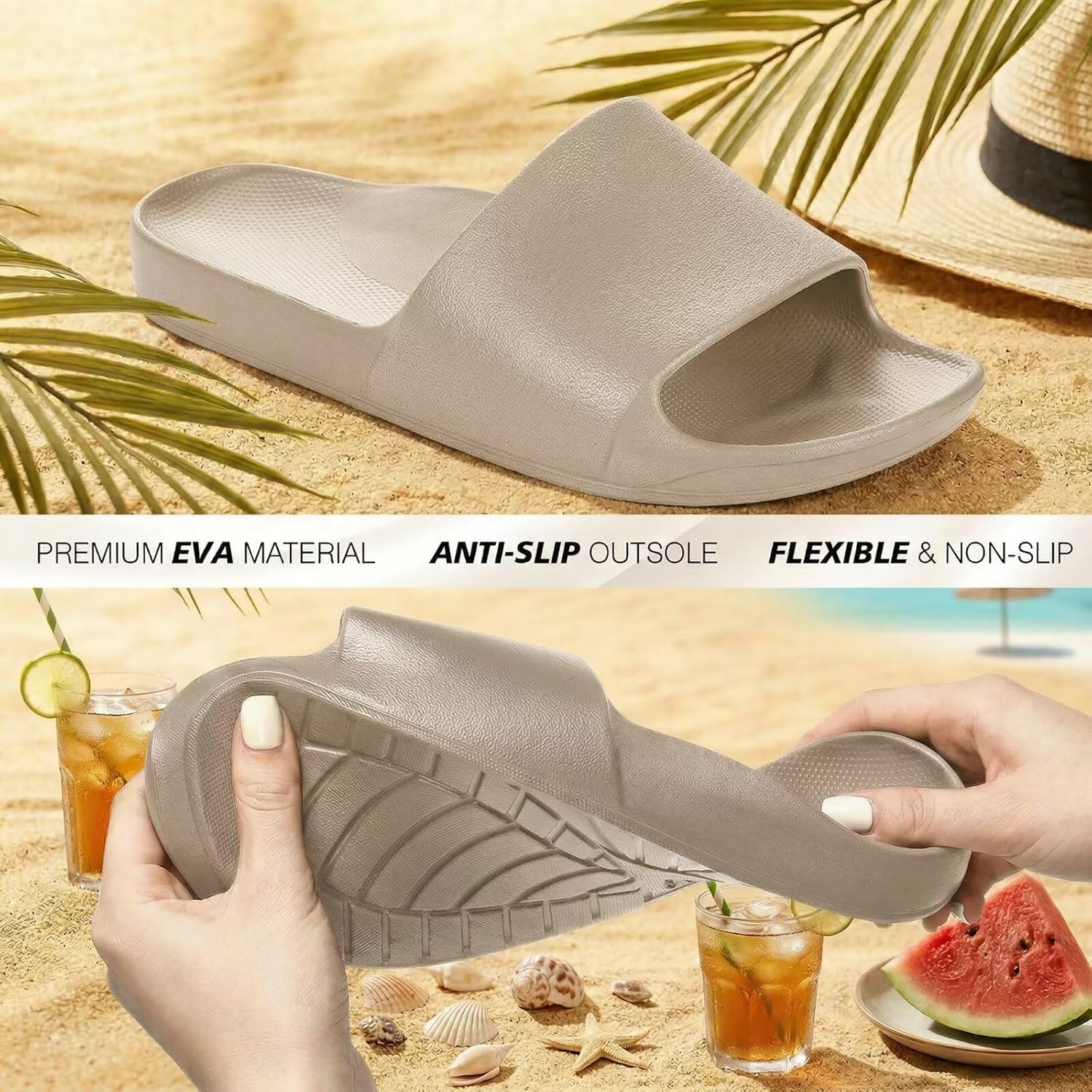 Arch Support Slides for Women and Men Recovery House Sandals for Men Soft and Comfortable Summer Beach Shoes Slippers Women