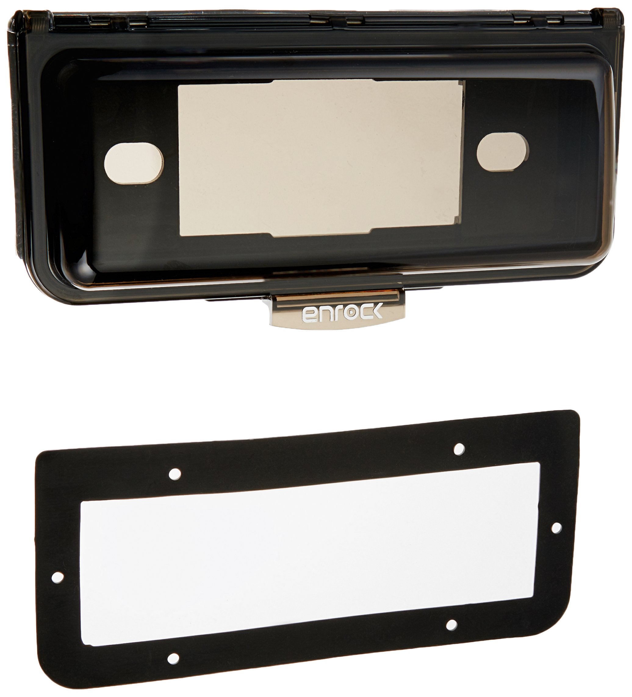 Enrock Marine Audio Dash Kit Protector for Boat/Yacht/Off Road Single Din Radio Stereo Receivers - Weather Shield Aqua Marine Cover-Up - UV-Resistant - Spring Loaded Tinted Flip Top Door, Black