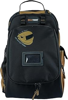 MELOTOUGH Electricians Tool Bag Backpack Welding Helmet Bag Heavy Duty Tool Bag Backpack for Men Tool Organizer Bag for Electrician, Carpenter, Construction,HVAC,Welder（Khkai）