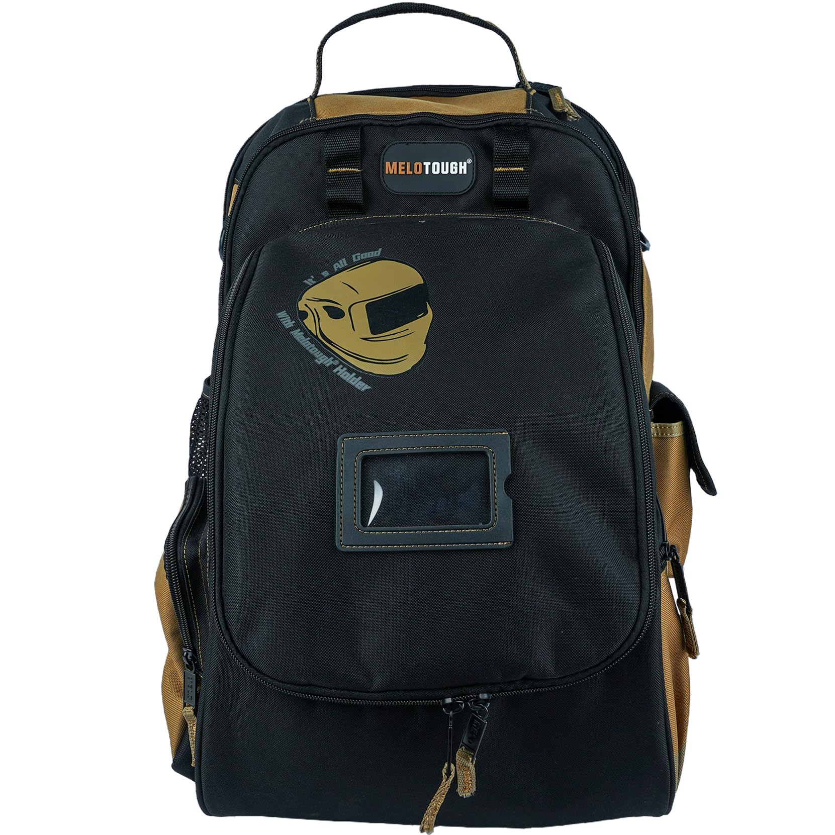 MELOTOUGH Electricians Tool Bag Backpack Welding Helmet Bag Heavy Duty Tool Bag Backpack for Men Tool Organizer Bag for Electrician, Carpenter, Construction,HVAC,Welder（Khkai）