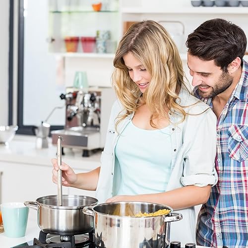 Vista 71 de meekoo Cucharón de acero inoxidable con mango de sopa con borde de vertido para cocina, cocina, salsa de sopa (4 onzas)