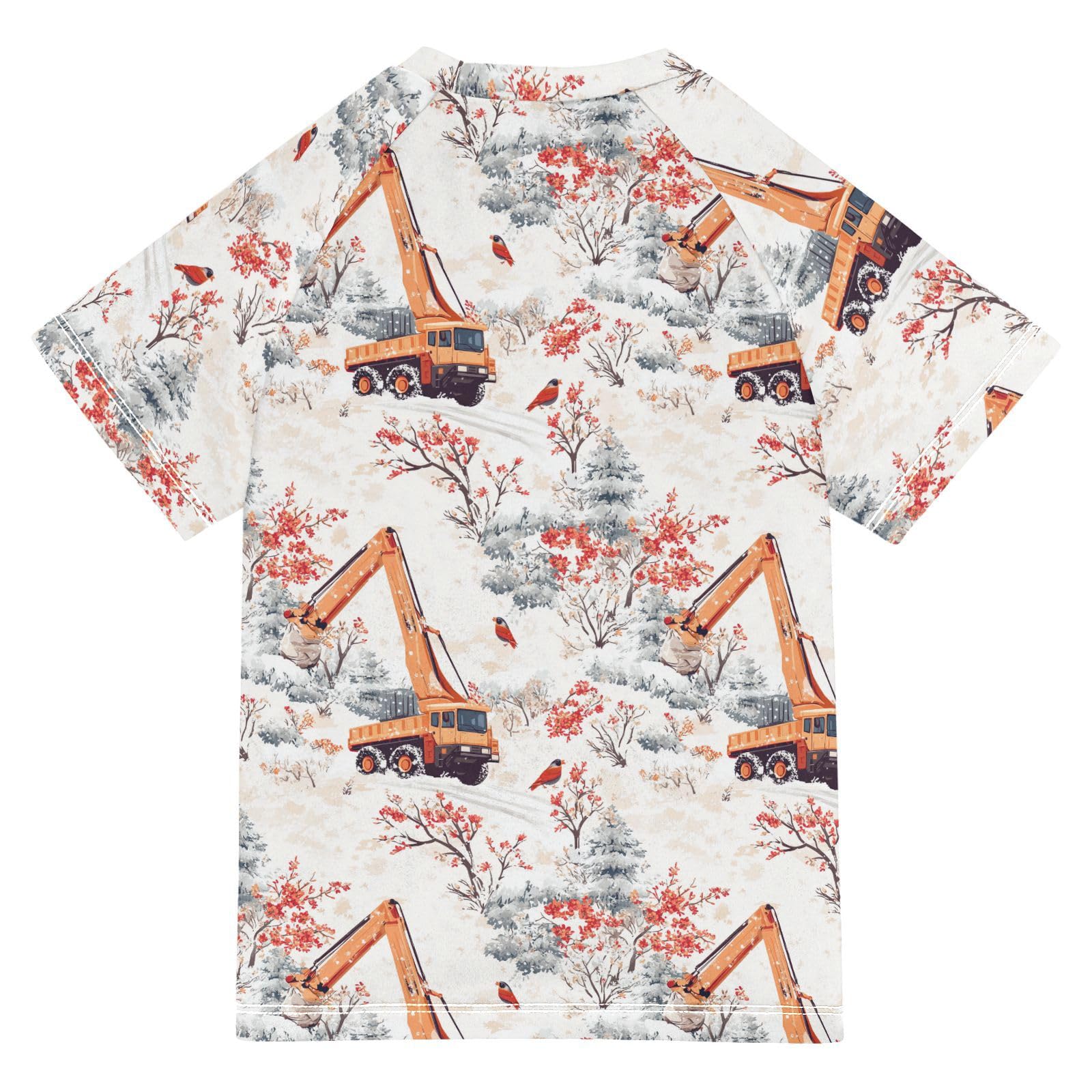 Boy Bathing Suit Short Sleeve Kid Swimsuits for Girls 7T Construction Truck Cartoon Crane