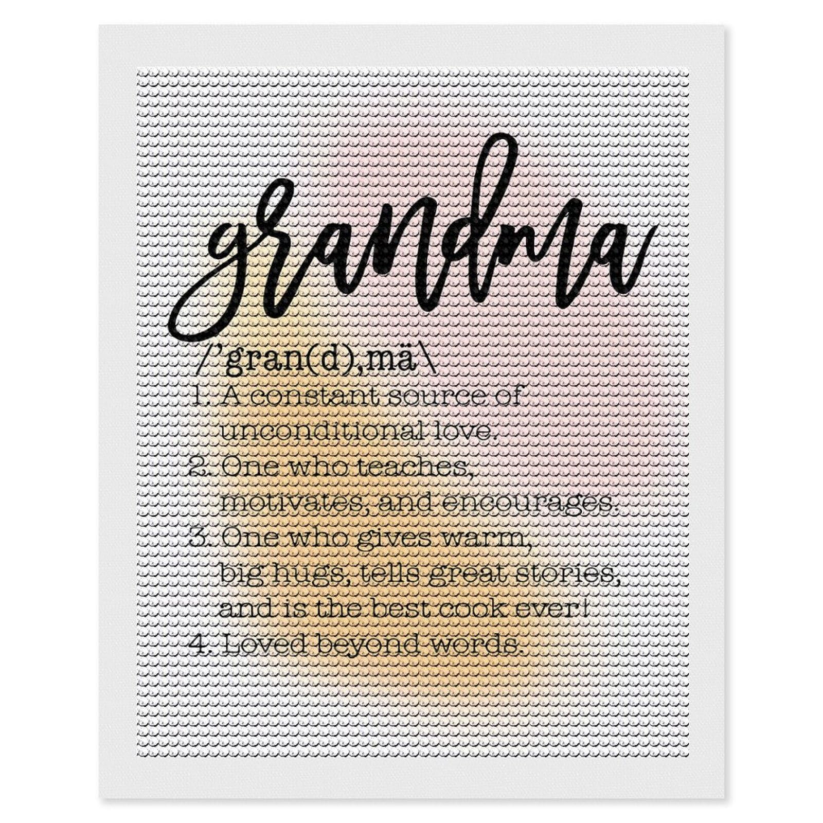 Junmoney Grandma Definition Diamond Painting Set 16"x20", Neat Printed Canvas, with Tool Kit, Bedroom Decor, Gift Idea, Complete Accessories