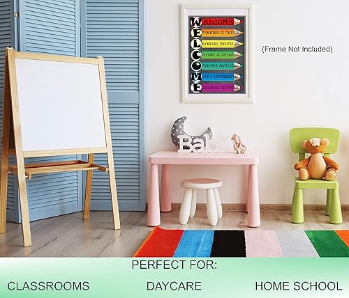 Miniatura 4 de 3D Learning LLF Póster de bienvenida para aulas, laminado de 14 x 19.5 pulgadas, decoración de puerta de aula de regreso a clases, suministros para