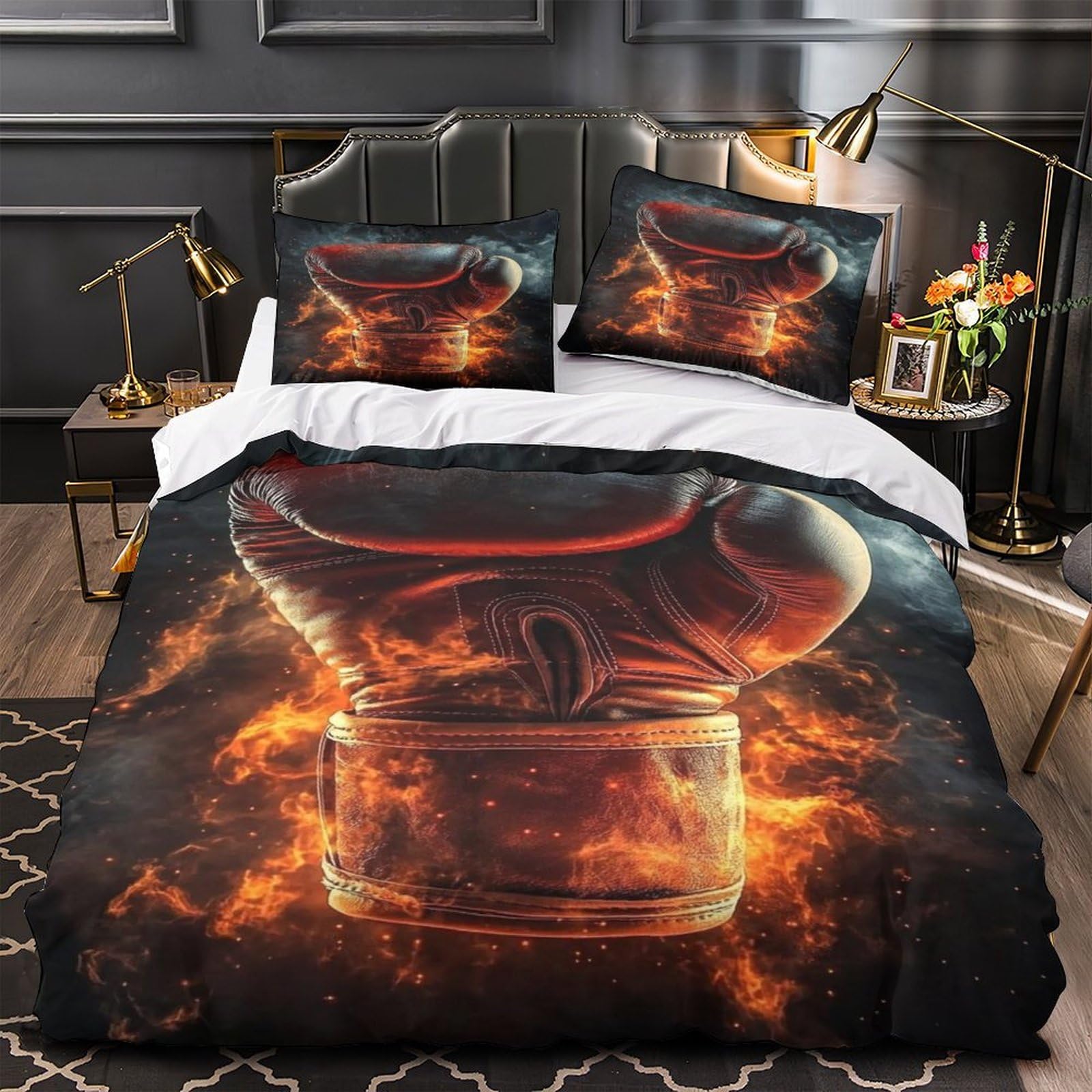 Housse de couette boxe microfibre inaltérable pour lit adulte