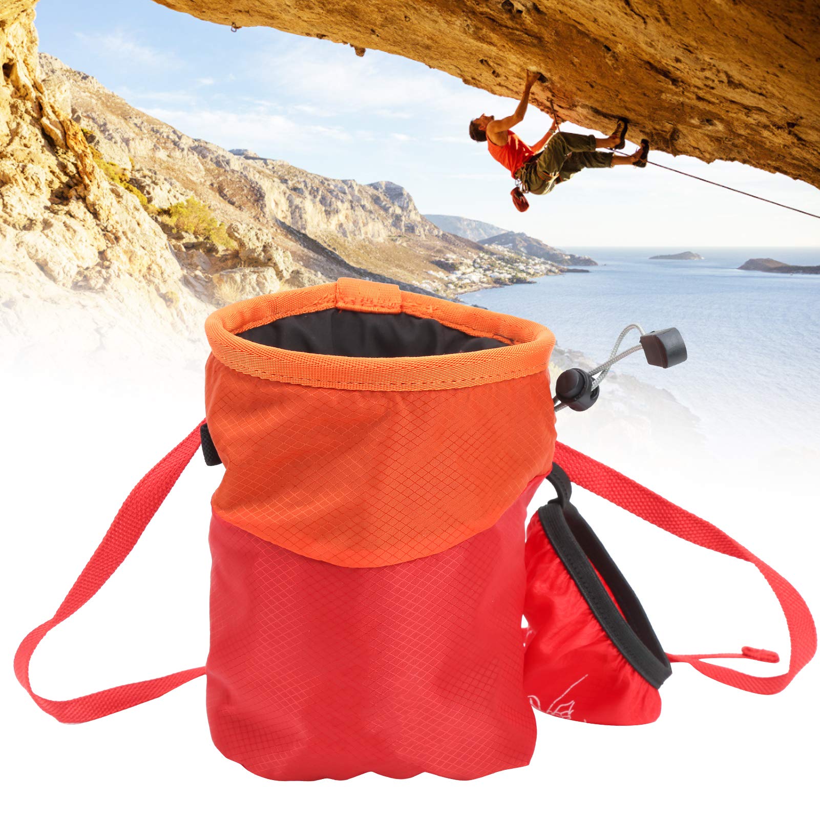 Leapiture Rock Climbing Magnesium Powder Bag Outdoor Climbing Gear Chalk Bag Magnesium Chalk Bag with Anti Skid Features for Climbing (Red)