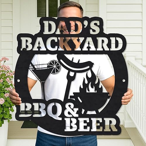 Miniatura 11 de Letrero de metal personalizado para barbacoa, letrero con nombre de bar personalizado para patio trasero, decoración de parrilla al aire libre,