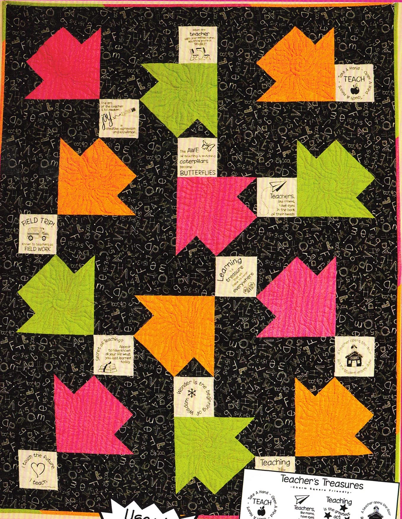 Bundle of Good Points Quilt Pattern by Block Party Studios and Teacher's Treasures Panel (Black on White)