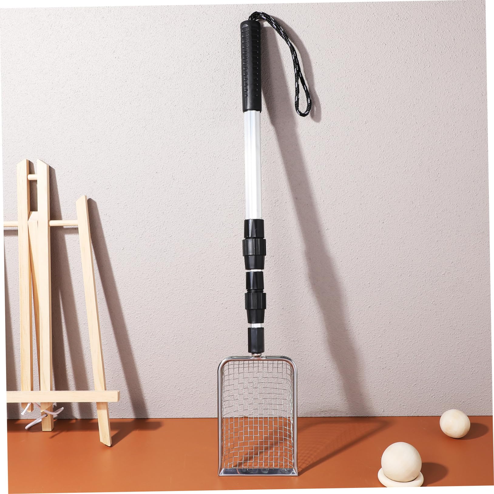 Toyvian 2 Piezas Palas para Inoxidable Mango Telescópico y Malla para Limpieza de Areneros Herramienta Ergonómica para Mascotas