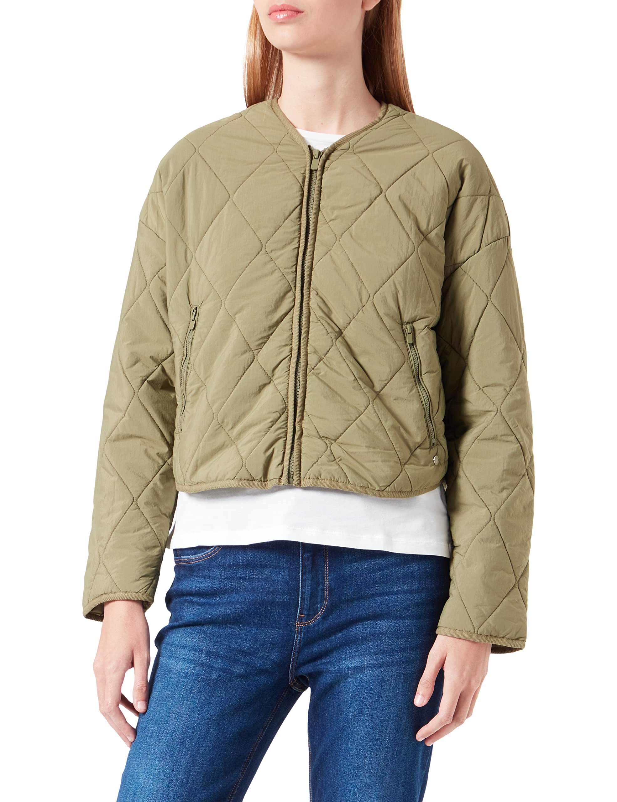 SpringfieldWomen's Short, Padded, Water-Repellent Jacket, Dark Khaki, L