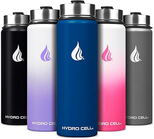 Miniatura 155 de HYDRO CELL Botella de agua aislada de acero inoxidable con pajilla, para bebidas frías y calientes, frasco de vacío de metal con tapa de rosca y