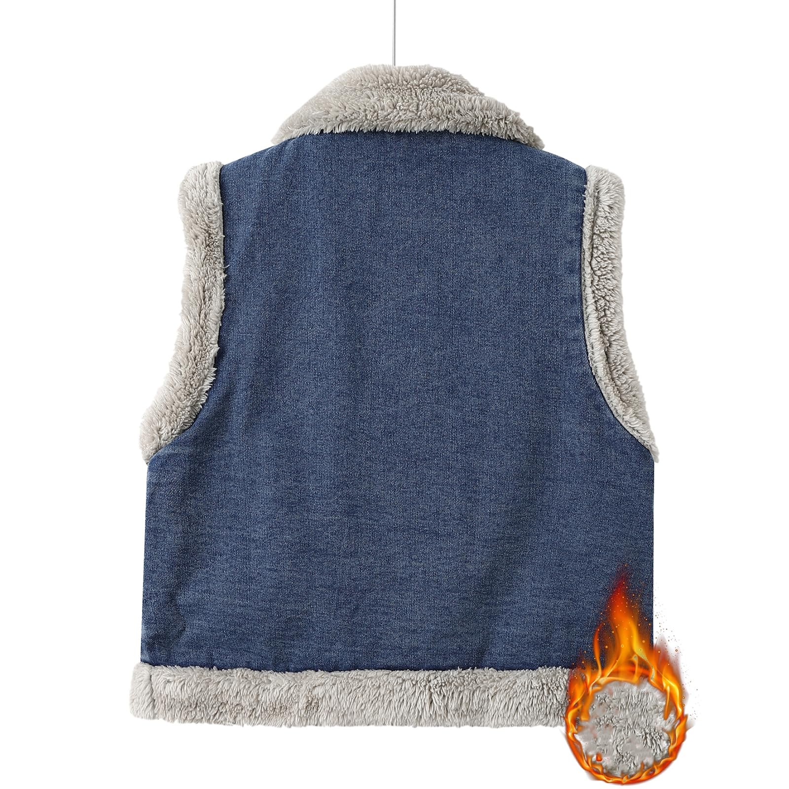 Damska kamizelka denim Sherpa na zimę, ocieplana polarową podszewką, bezrękawnik jeansowy na przód, kamizelka