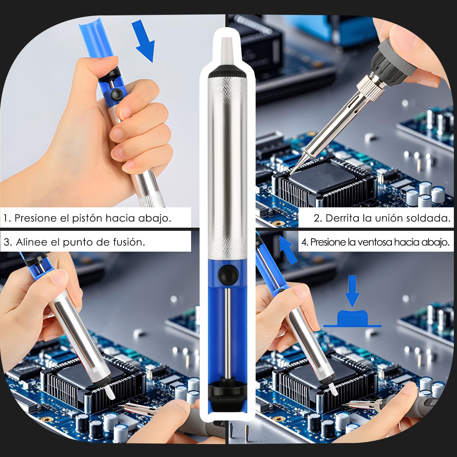 Soldador estaño, soldador,kit de Soldador 60W,temperatura ajustable 180-500℃,19 in 1 soldador estaño profesional, con multímetro digital,5 puntas de soldador, soporte para soldador, pinzas ect.