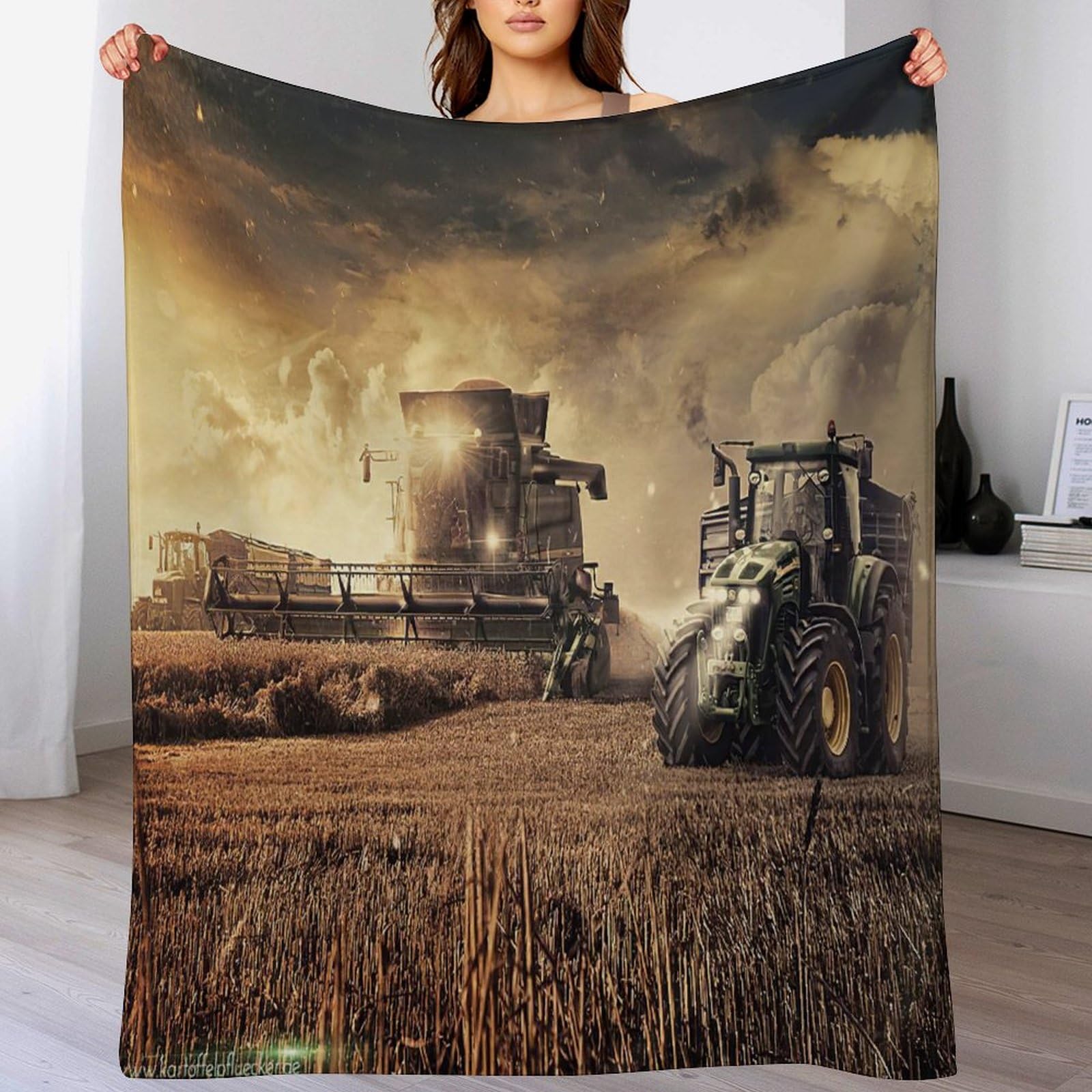 Couverture tracteur flanelle plaid douillet pour soirées cocooning et bureau