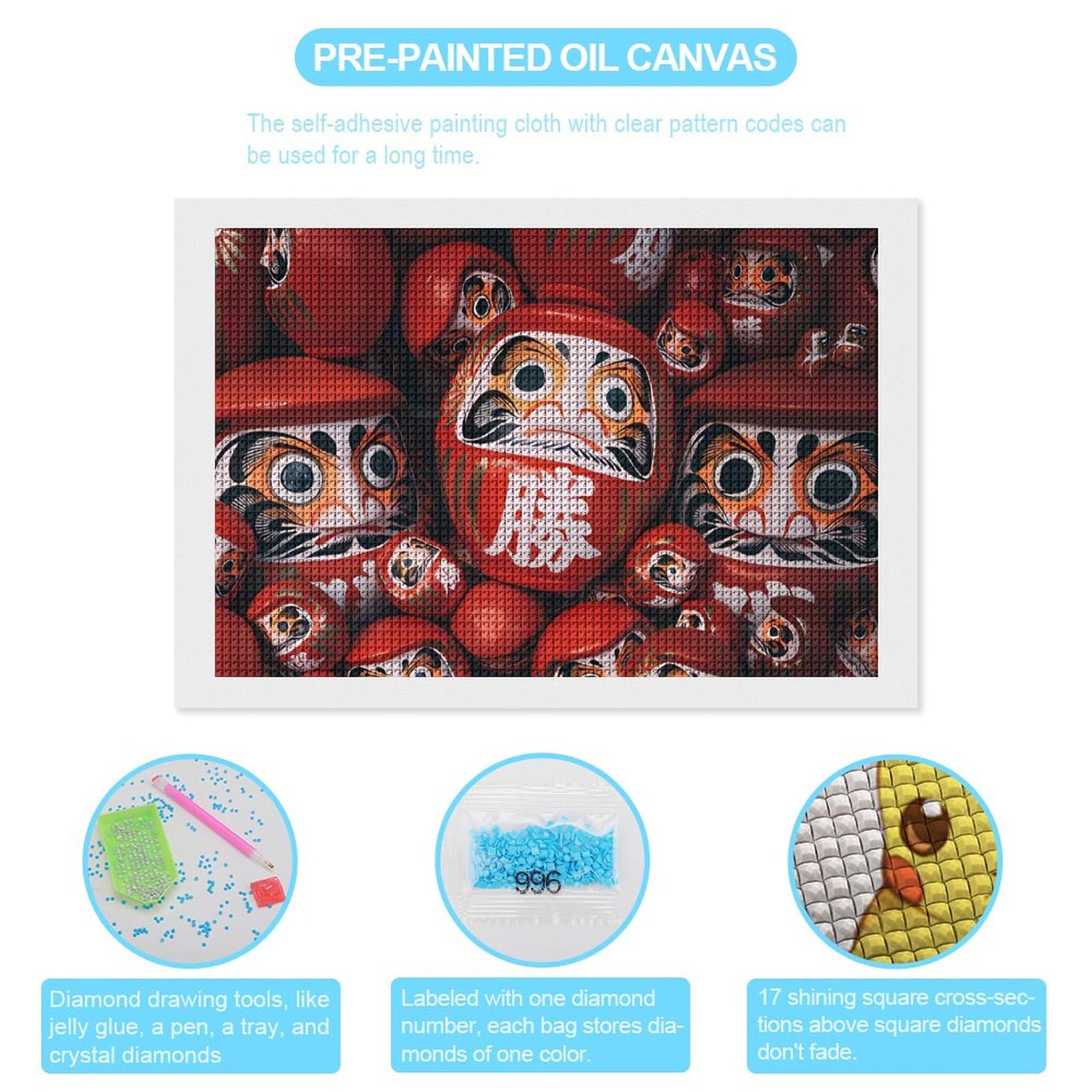 Amazon | 福だるま 縁起物だるま 5D ダイヤモンドの絵キット ししゅう