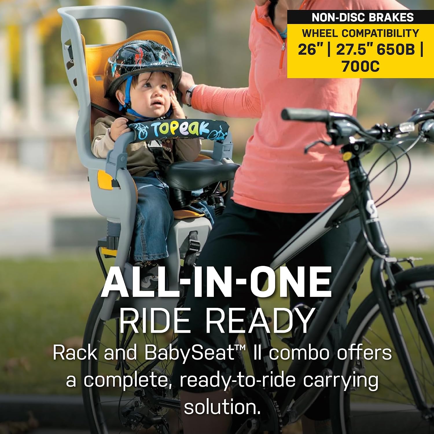 Topeak BabySeat II with MTX 2.0 Rack for 26” Non-Disc Bikes – Child Seat with Suspension System, Adjustable Harness, Wrap-Around Safety, Roll Bar Handle, QuickTrack Compatible, 60 lb Capacity, TCS2208 image 3