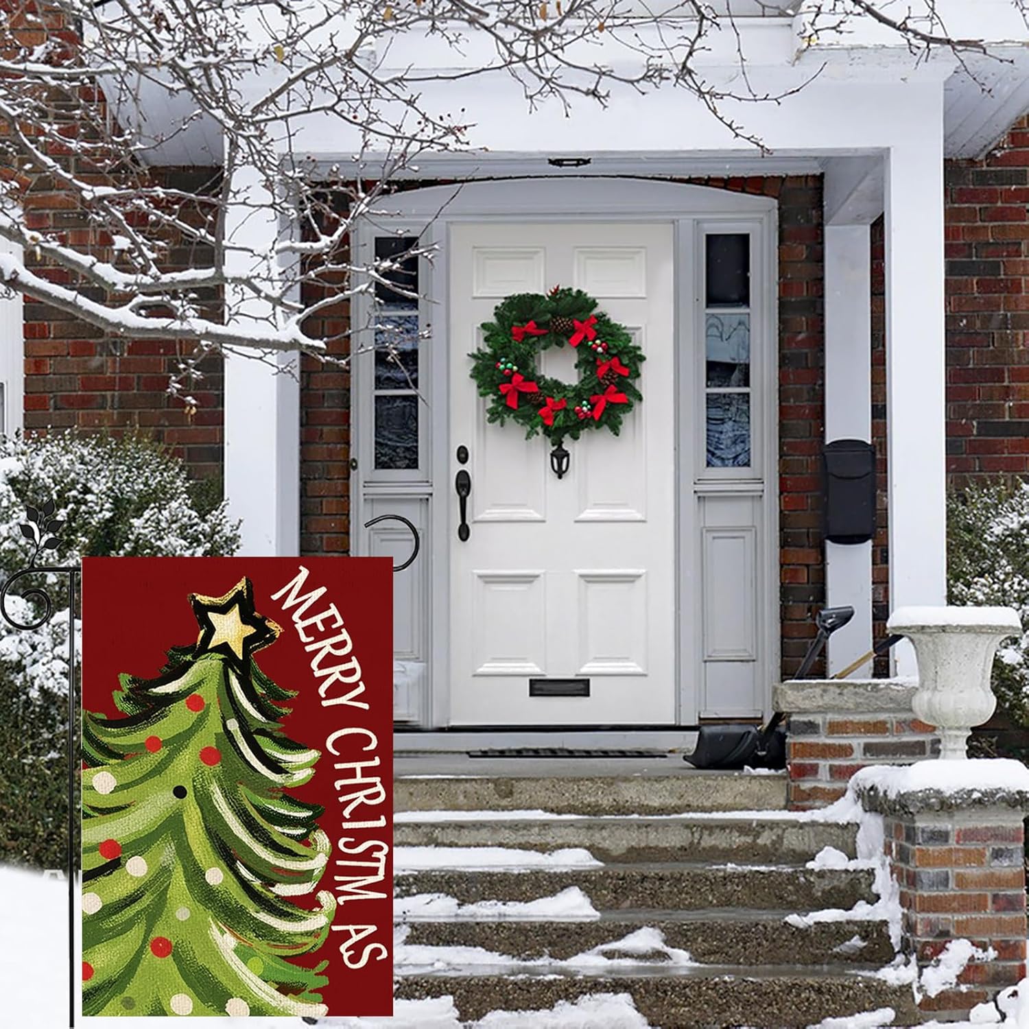 Merry Christmas Garden Flag Xmas Tree Yard Flag 12x18 Inch Double Sided,Outside Christmas Trees Winter Holiday Yard Outdoor Flag Yard Decoration for Outside - Image 6