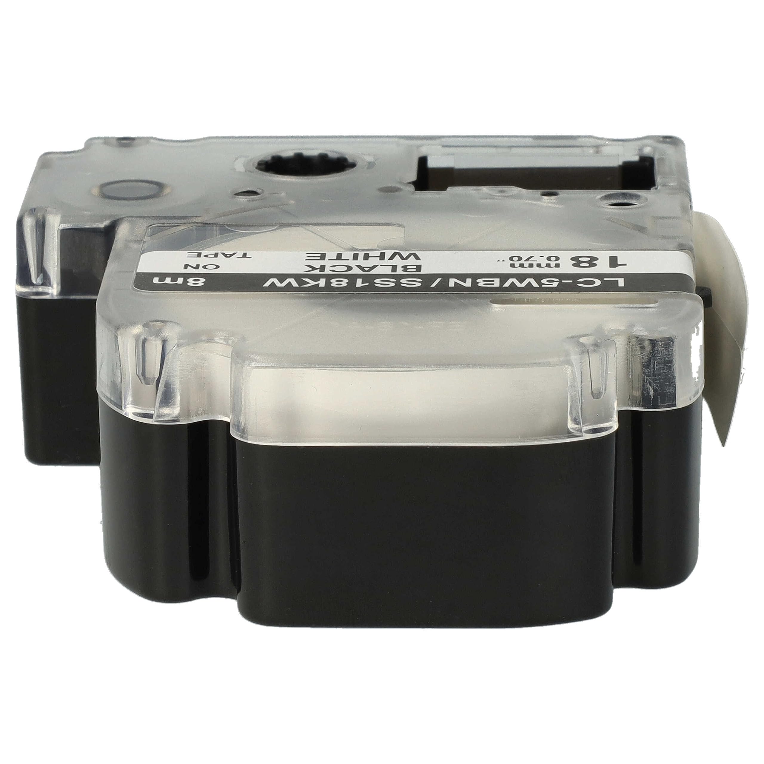 vhbw 50x cinta de escritura compatible con KingJim SR-PBW1, SR-RK1, SR6700D, SR750, SR950 impresora etiqueta 8m x 18 mm negro a blanco