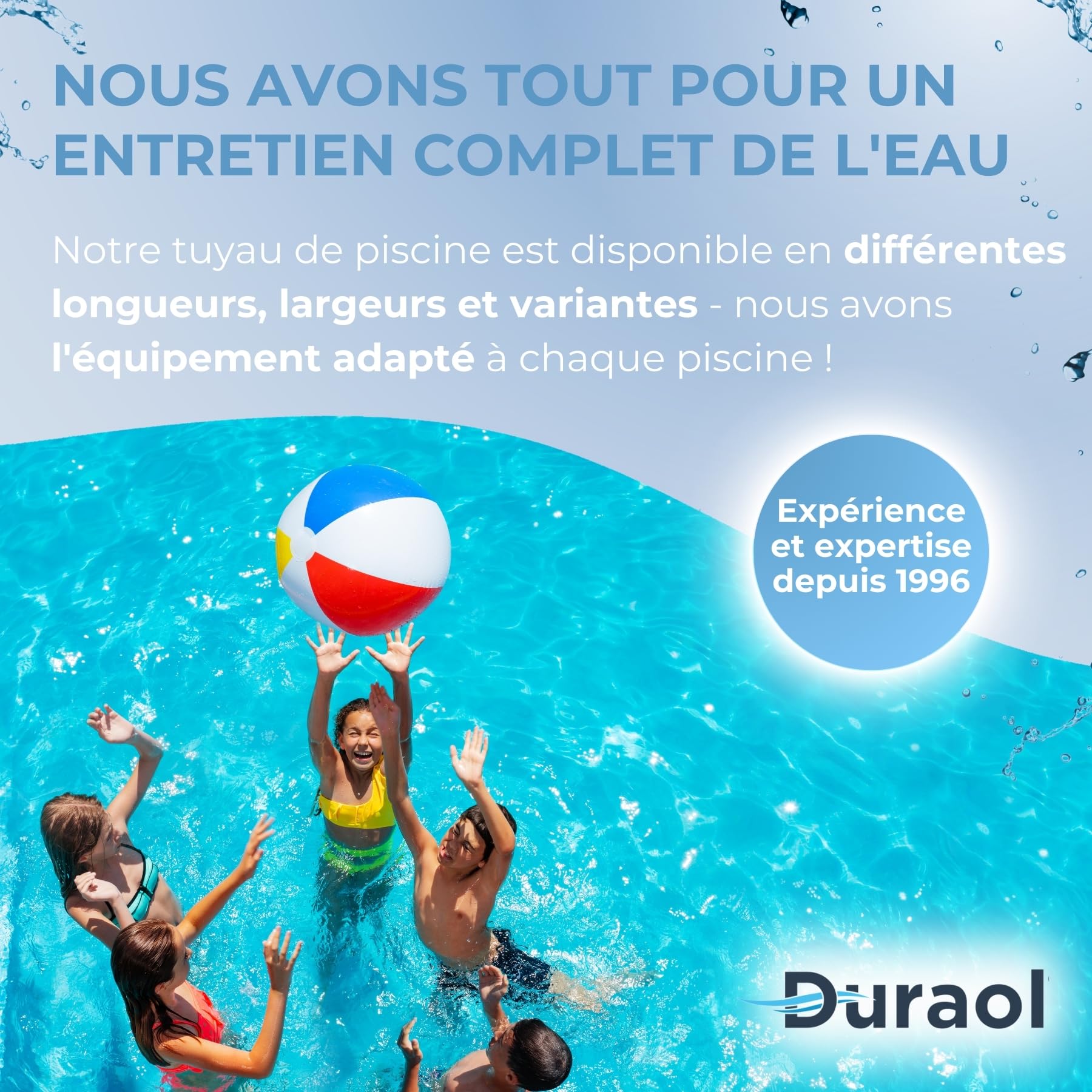 Tuyau de piscine 38 mm I Longueur 6 m I Tuyau flottant pour aspirateur sol & pour pompe de piscine I Conduite de piscine 38 mm noir I Accessoire haut de gamme