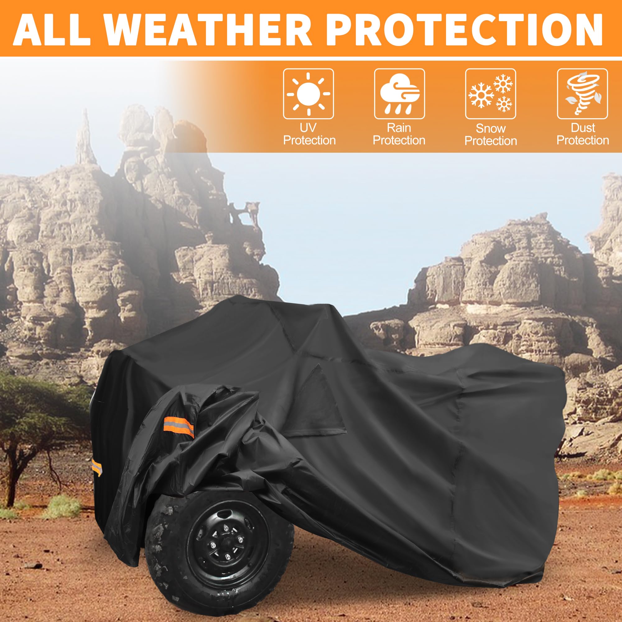 X AUTOHAUX Funda para ATV para Polaris Sportsman 450/570 Impermeable de 4 Ruedas, protección de Almacenamiento de Lluvia y Sol 210D-PU, Color Negro, 211 x 122 x 120 cm