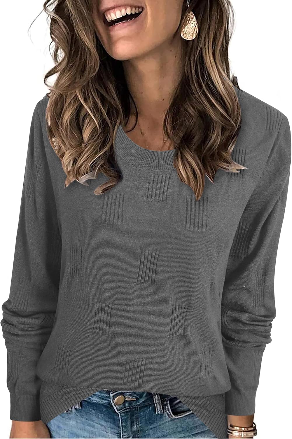 Heymiss Womens Sweaters Long Sleeve Shirts Loose Casual Blouse Lightweight Soft Tunic Tops