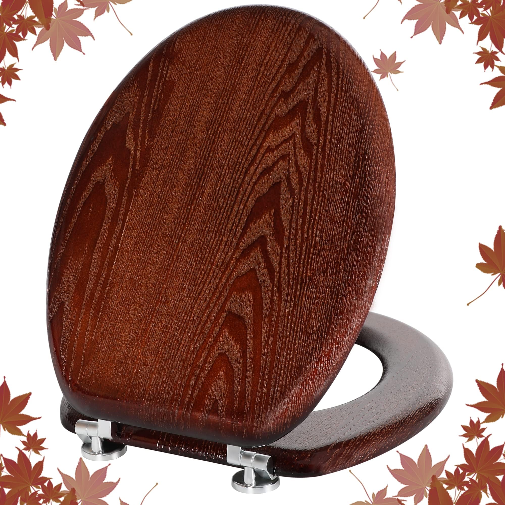 Burlington Bar Hinged Golden Oak Toilet Seat With Lift Handles S11