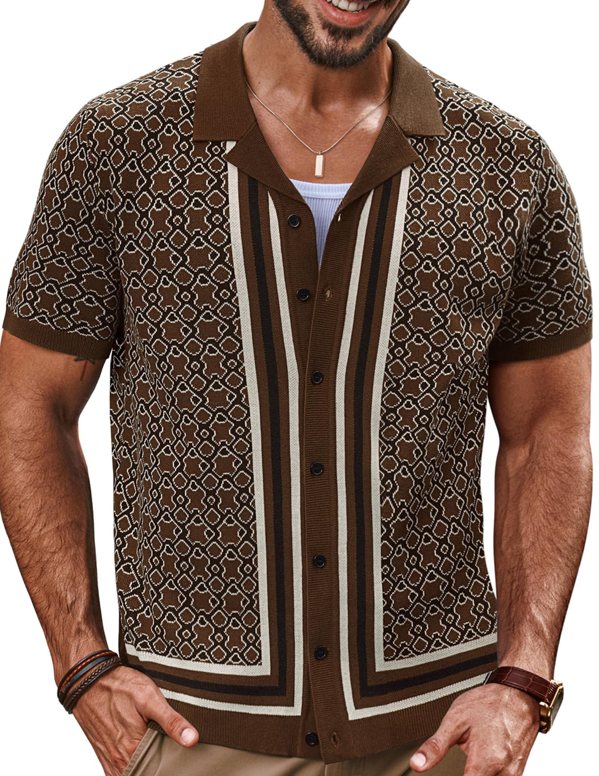 PJ PAUL JONES Men's Vintage Cuban Collar Knitted Polo