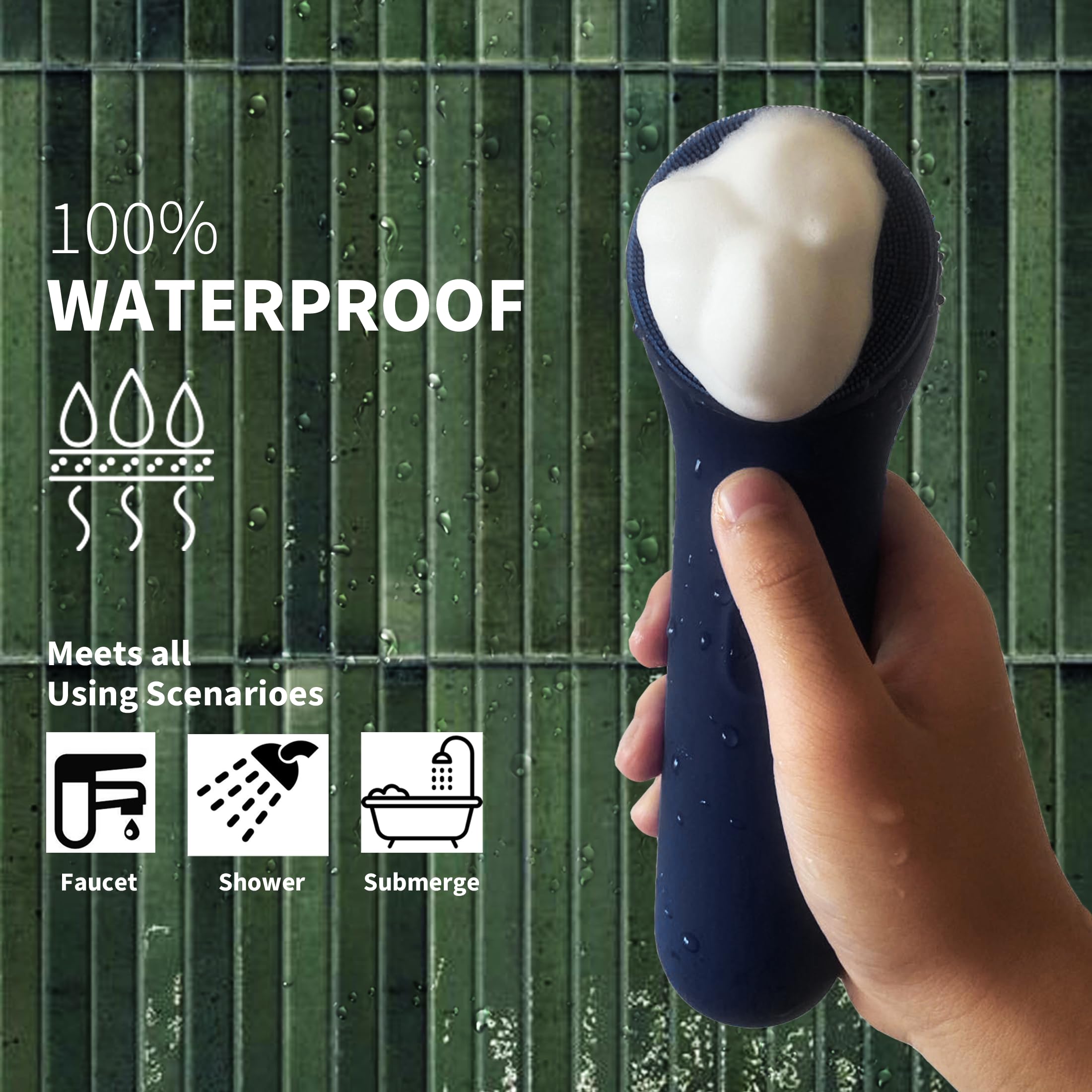 Cepillo de limpieza facial de alta calidad, limpiador facial impermeable, modos de giro y sónico con 3 intensidades, sistema magnético de 3 cabezales para limpieza profunda de poros, exfoliación suave