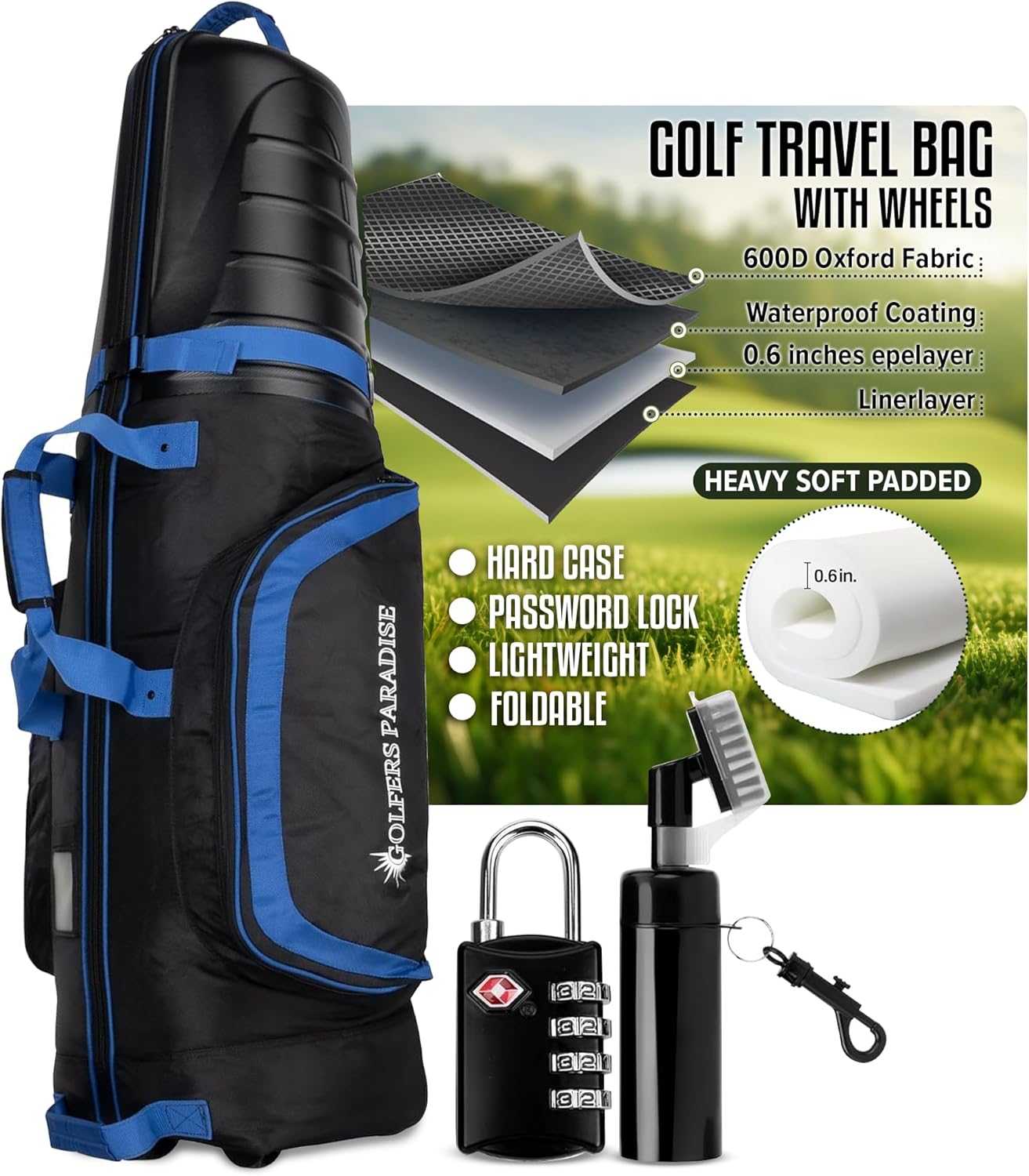 Golf Travel Bag – Golf Travel Bag with Wheels & ABS Hard Case Top for Airlines with Password Lock – Waterproof Lightweight Foldable Hard Shell Golf Club Protector – Hard Case Golf Travel Bag Golf Travel Bag – Golf Travel Bag with Wheels & ABS Hard Case Top for Airlines with Password Lock – Waterproof Lightweight Foldable Hard Shell Golf Club Protector – Hard Case Golf Travel Bag