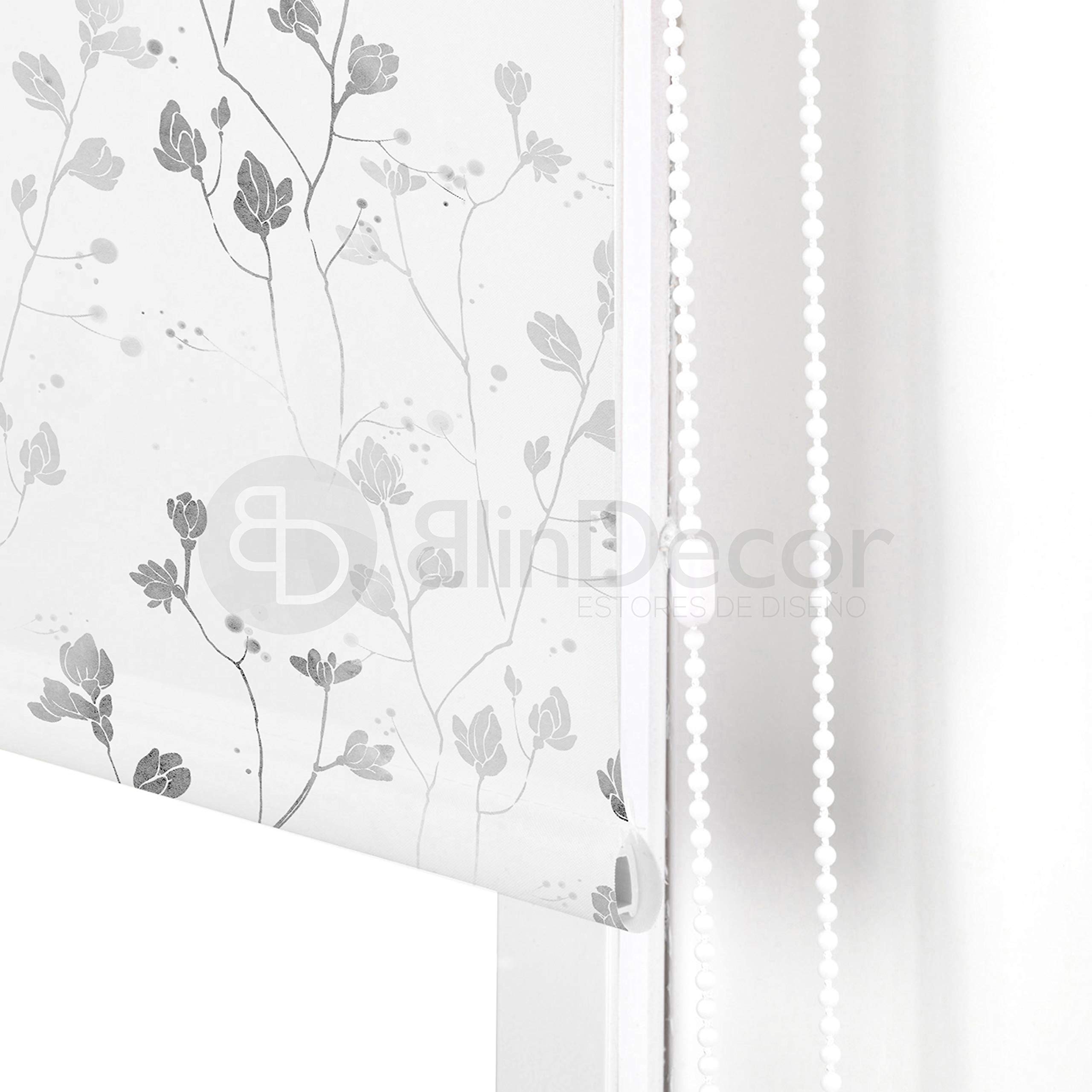 Blindecor Flores | Estor Enrollable Translúcido con Estampado Impresión Digital | Modelo Bloom | 130 x 180 cm (ancho por alto) Tamaño de la Tela 127 x 175 cm | Estores para Ventanas