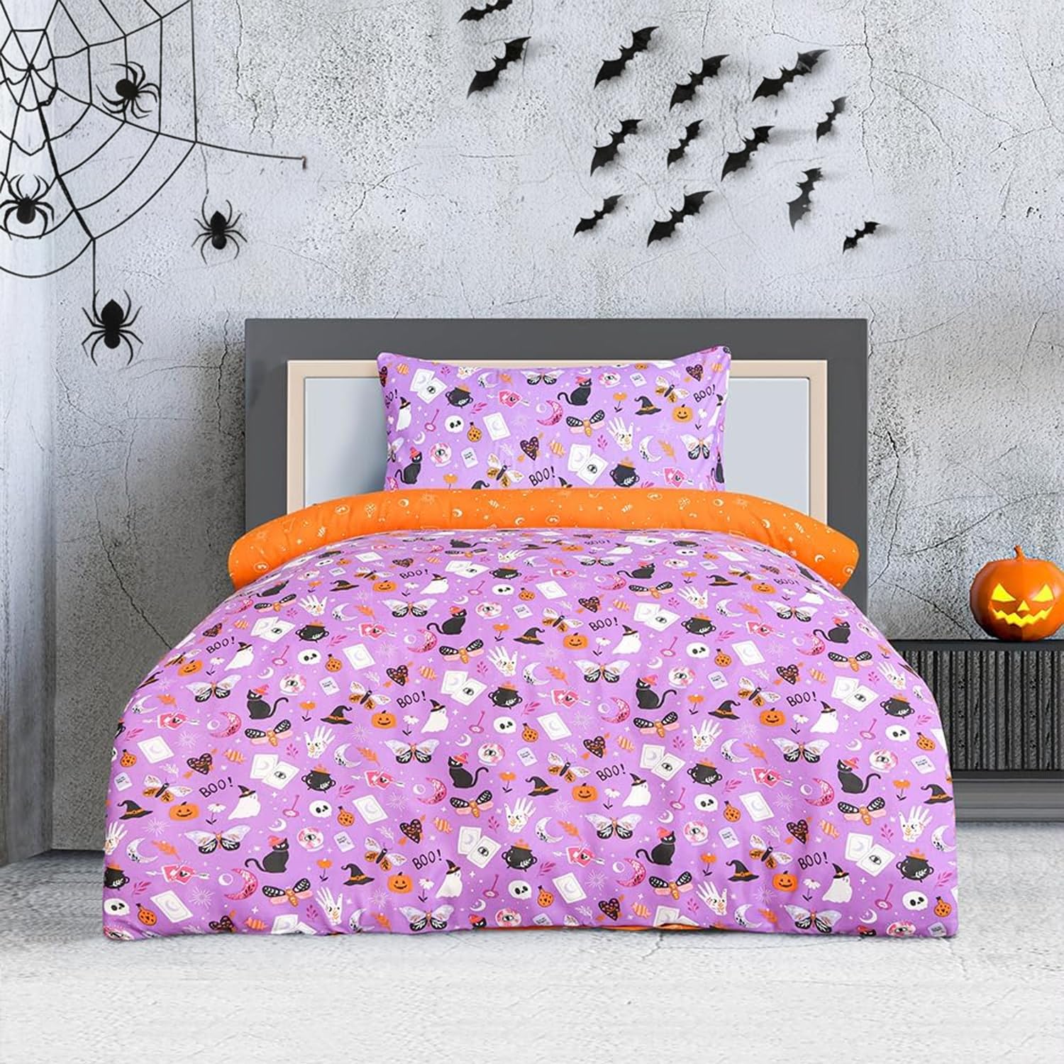 Smart Living Luxury Soft Reversible Celestial Halloween Duvet Cover & Pillowcases from B&Q