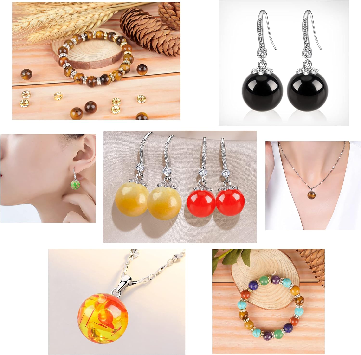 175PCS Blue Sodalite Stone Beads for Bracelets,6mm 8mm 10mm Bulk Round Chakra Beads Loose Semi Precious Beads for DIY Bracelet Necklace Jewelry Making with Crystal Spacer Beads Strings