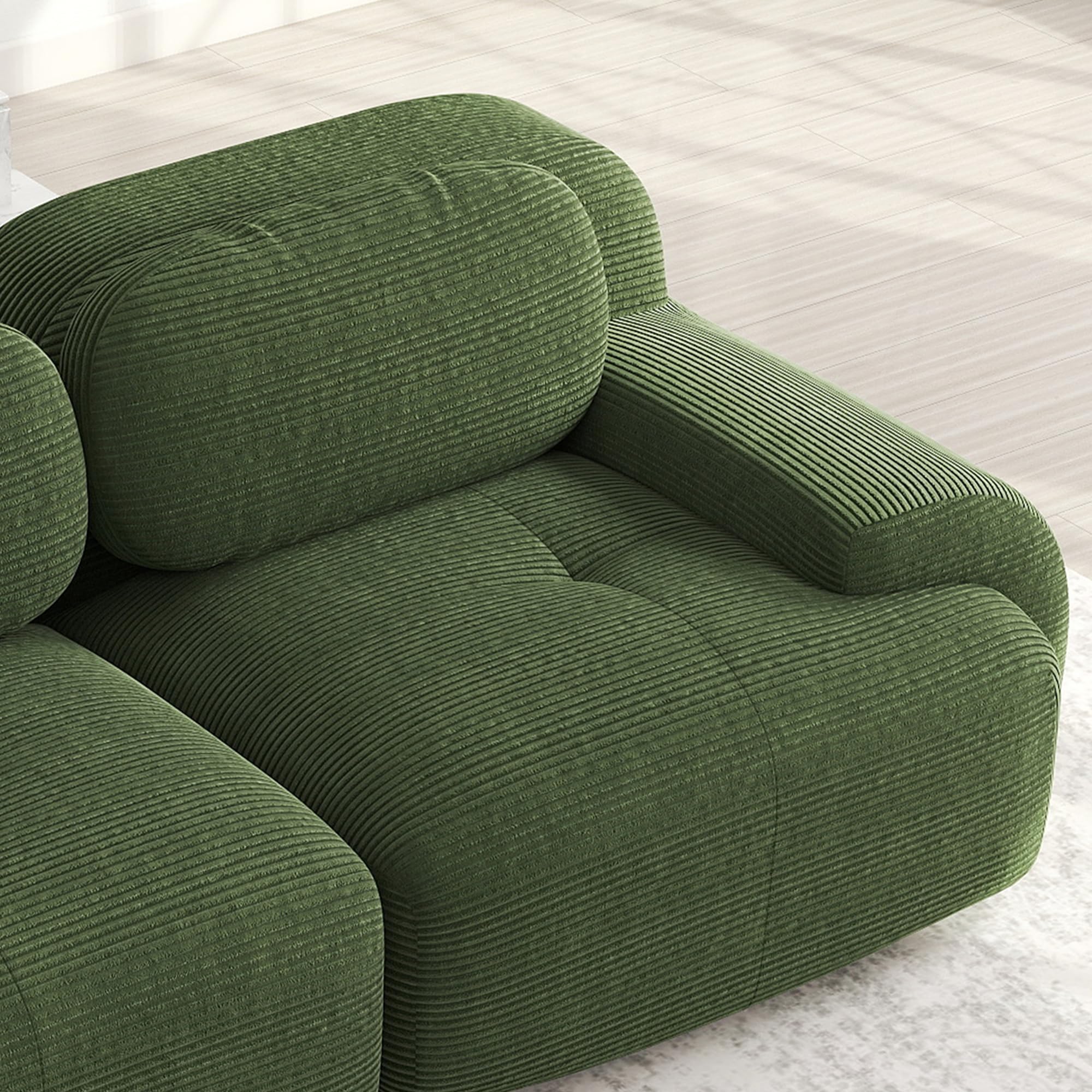 Divano a U Premium Green modulare senza montaggio, antiscivolo per animali domestici, braccioli extra larghi 32D, imbottitura altamente elastica per soggiorno, camera da letto, ufficio